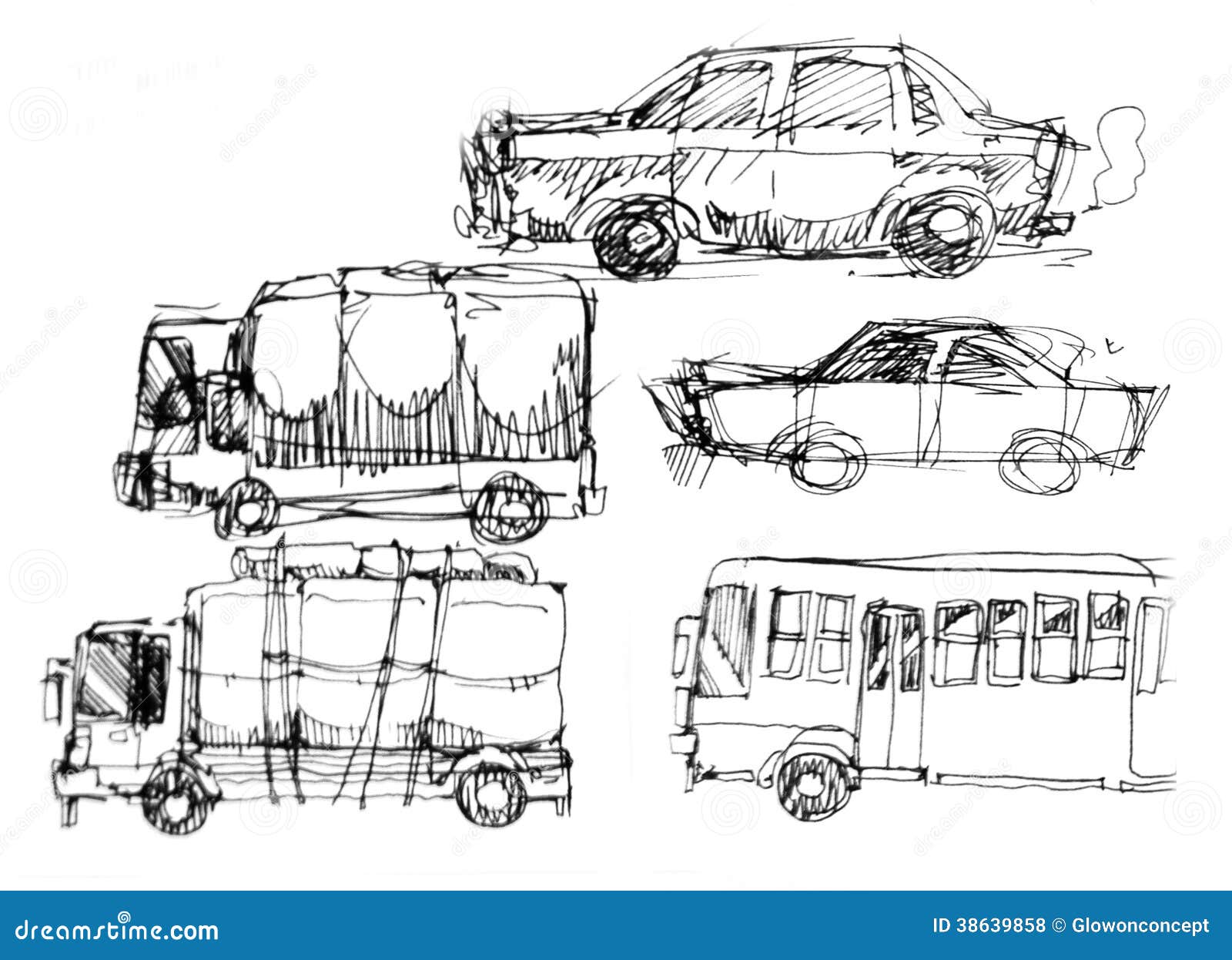 Cars and Vehicle Drawing Illustration Stock Illustration - Illustration