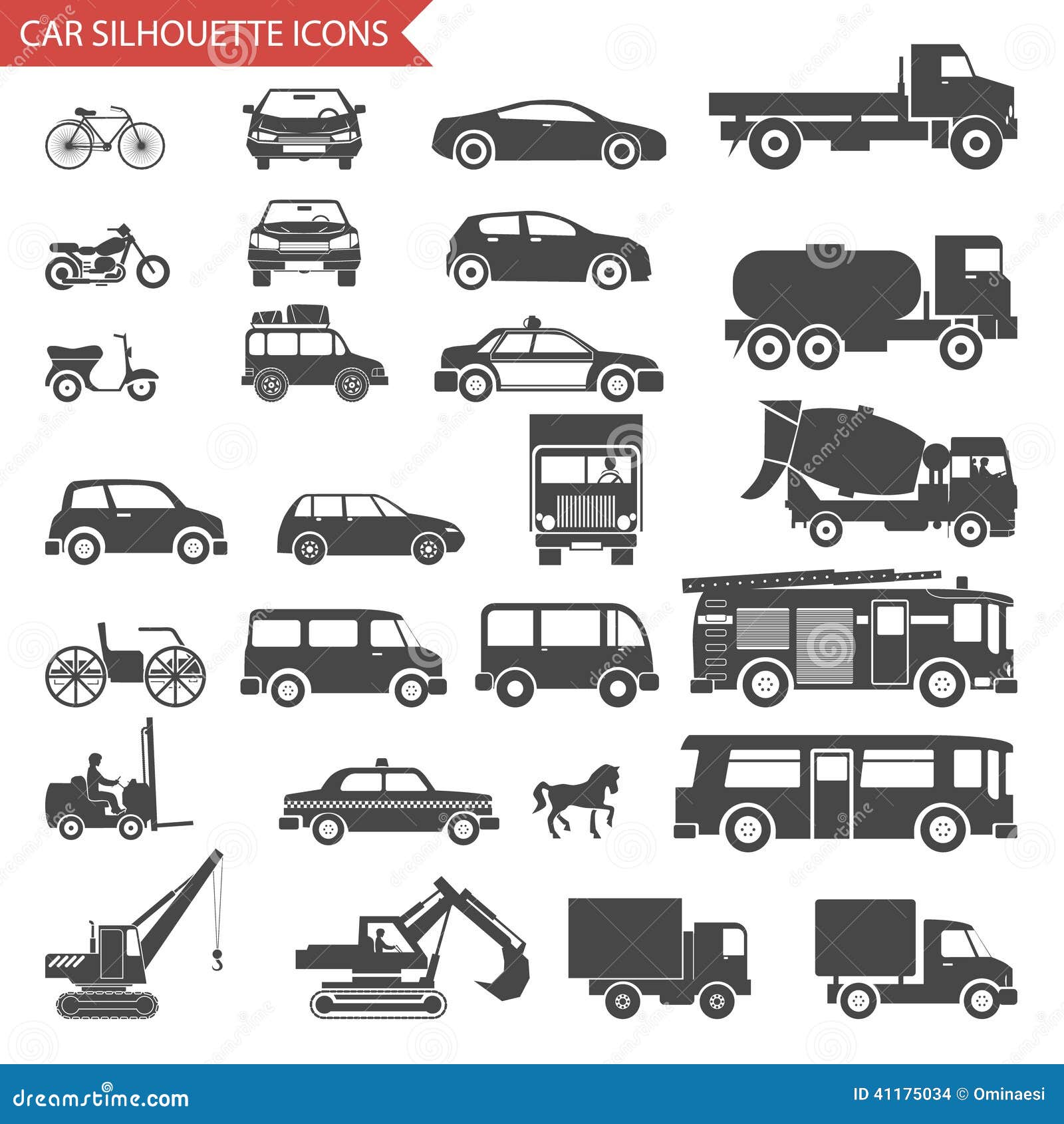 cars and vehicles silhouette icons transport