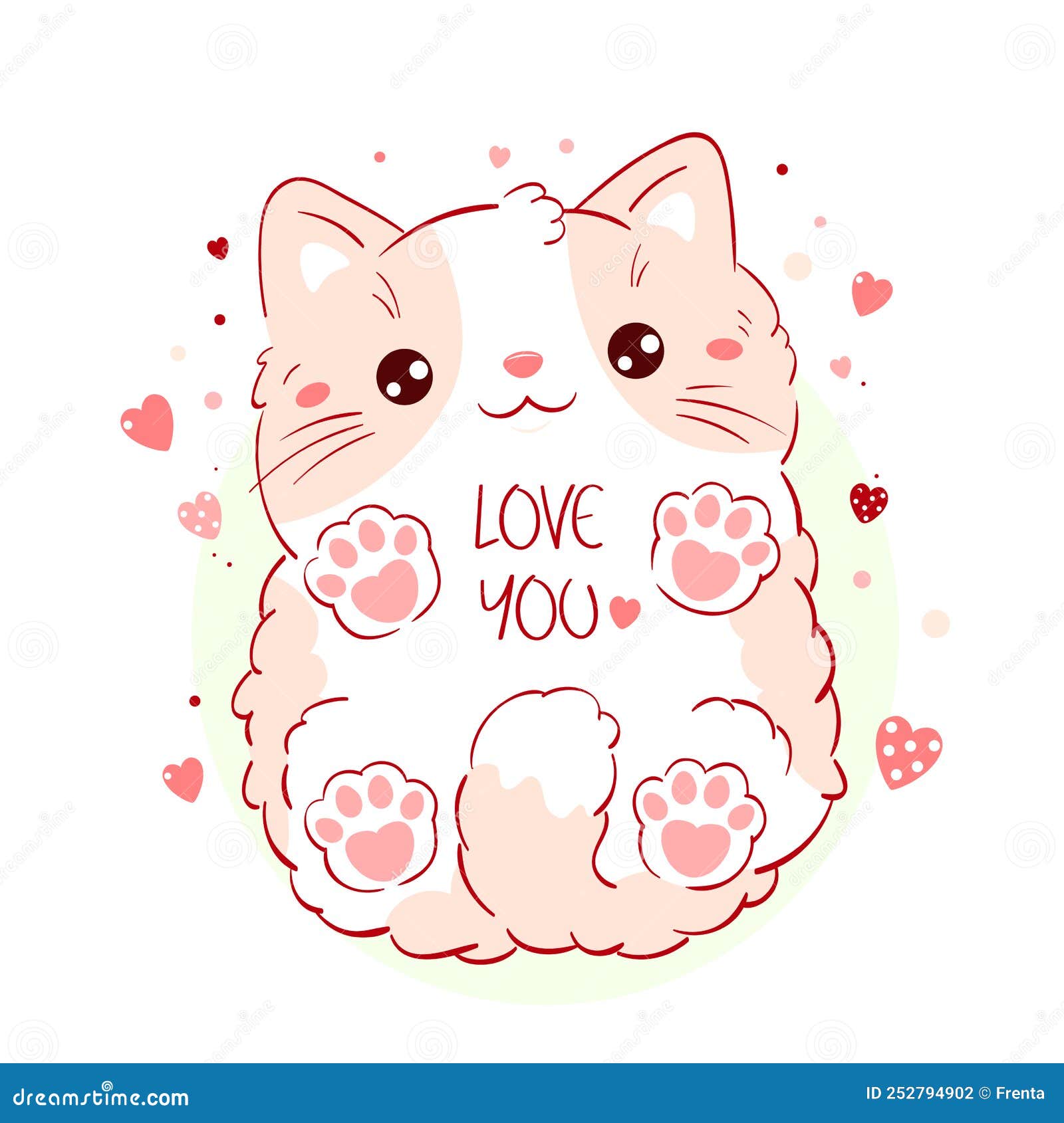 Ilustração de design de adesivo de gato kawaii adorável e fofo