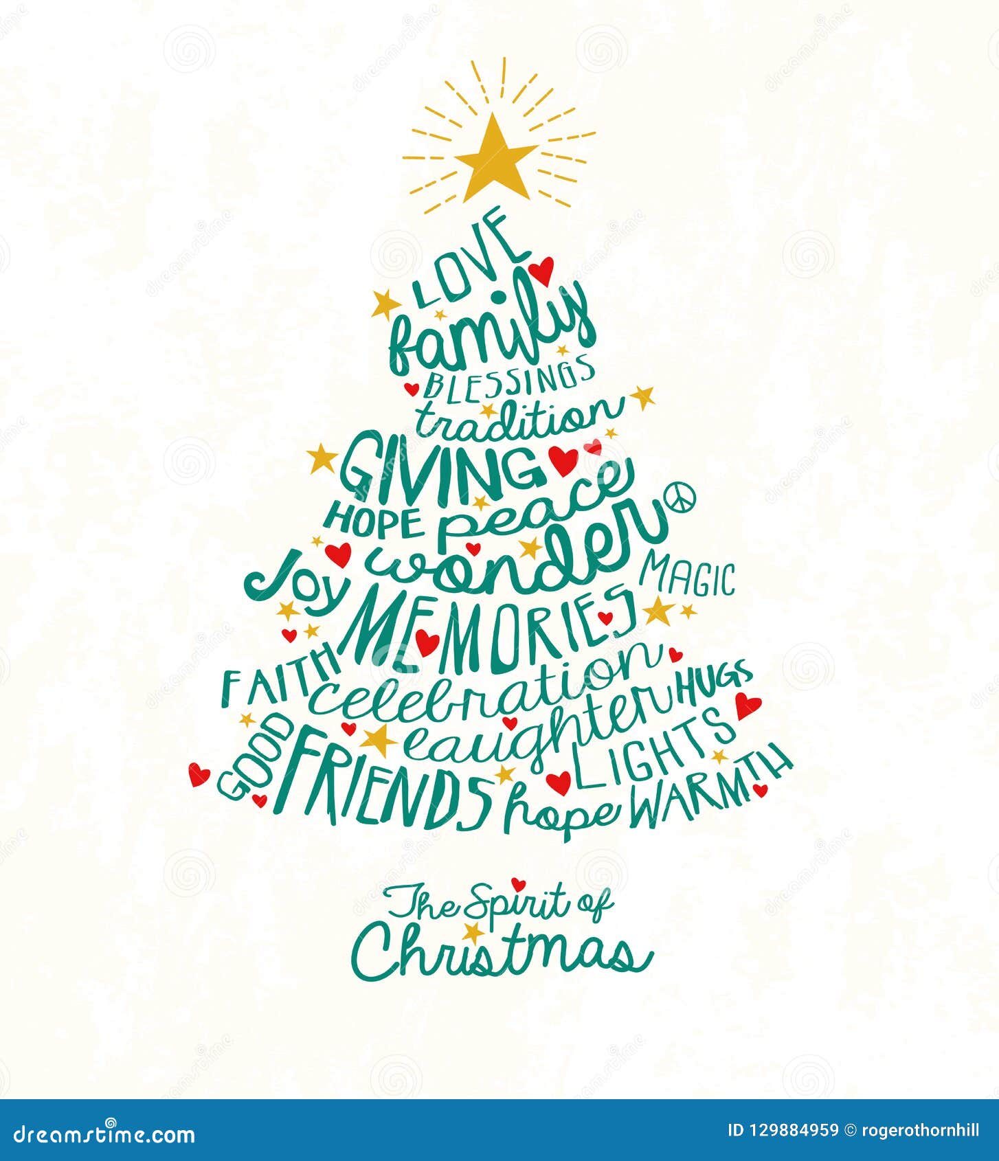 Cartão Com Palavras Escritas à Mão De Inspiração Na Forma Da árvore De Natal  Ilustração do Vetor - Ilustração de feriado, inspirar: 129884959