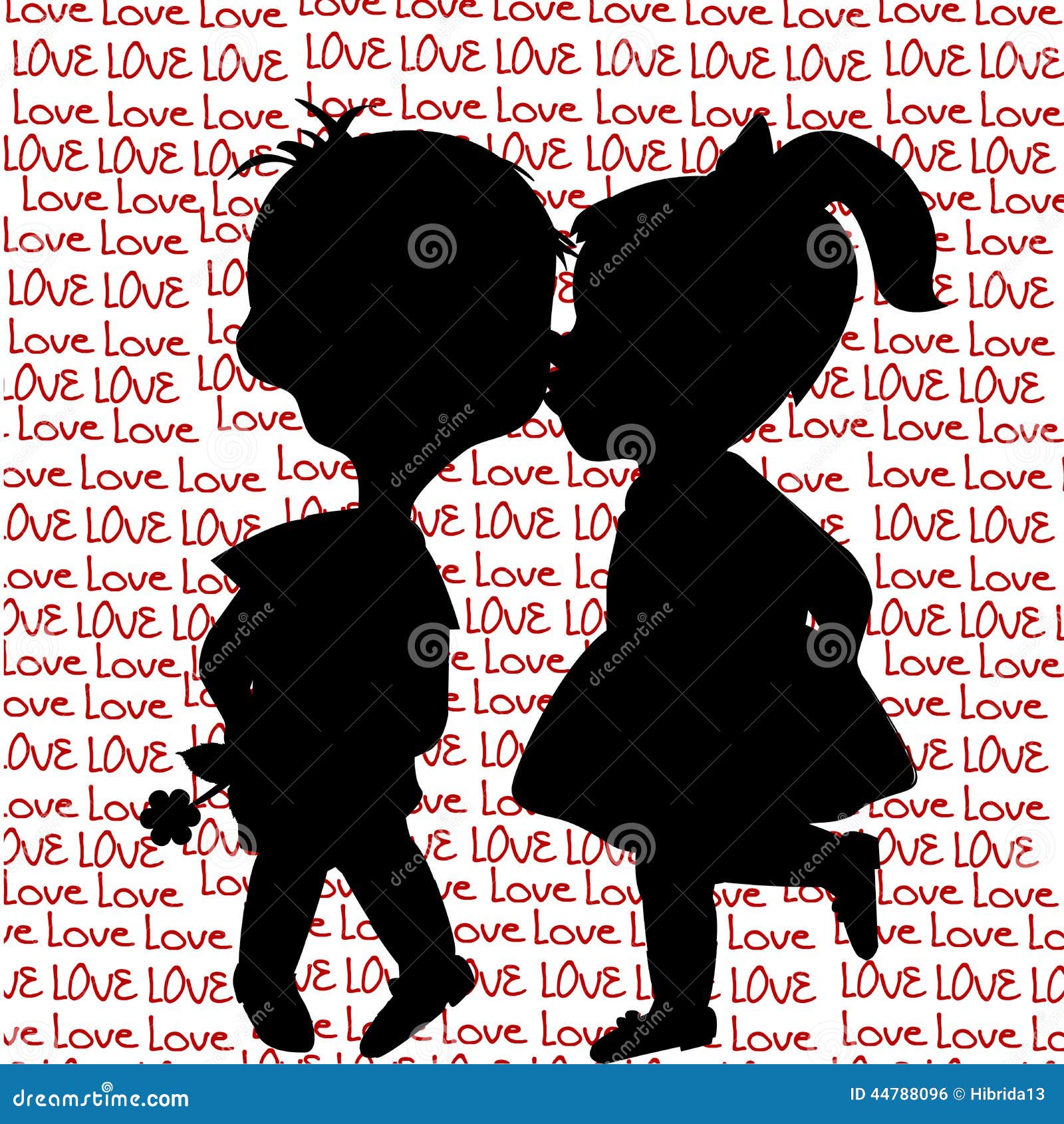 Cartão Com Silhuetas Dos Desenhos Animados De Um Menino E De Um Beijo Da  Menina Ilustração do Vetor - Ilustração de menino, divertimento: 44788096