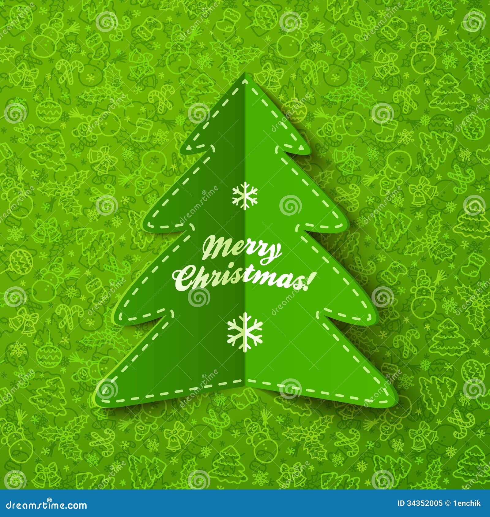 Cartão Da árvore De Natal Do Papel Verde Com Sinal Ilustração do Vetor -  Ilustração de desenho, origami: 34352005