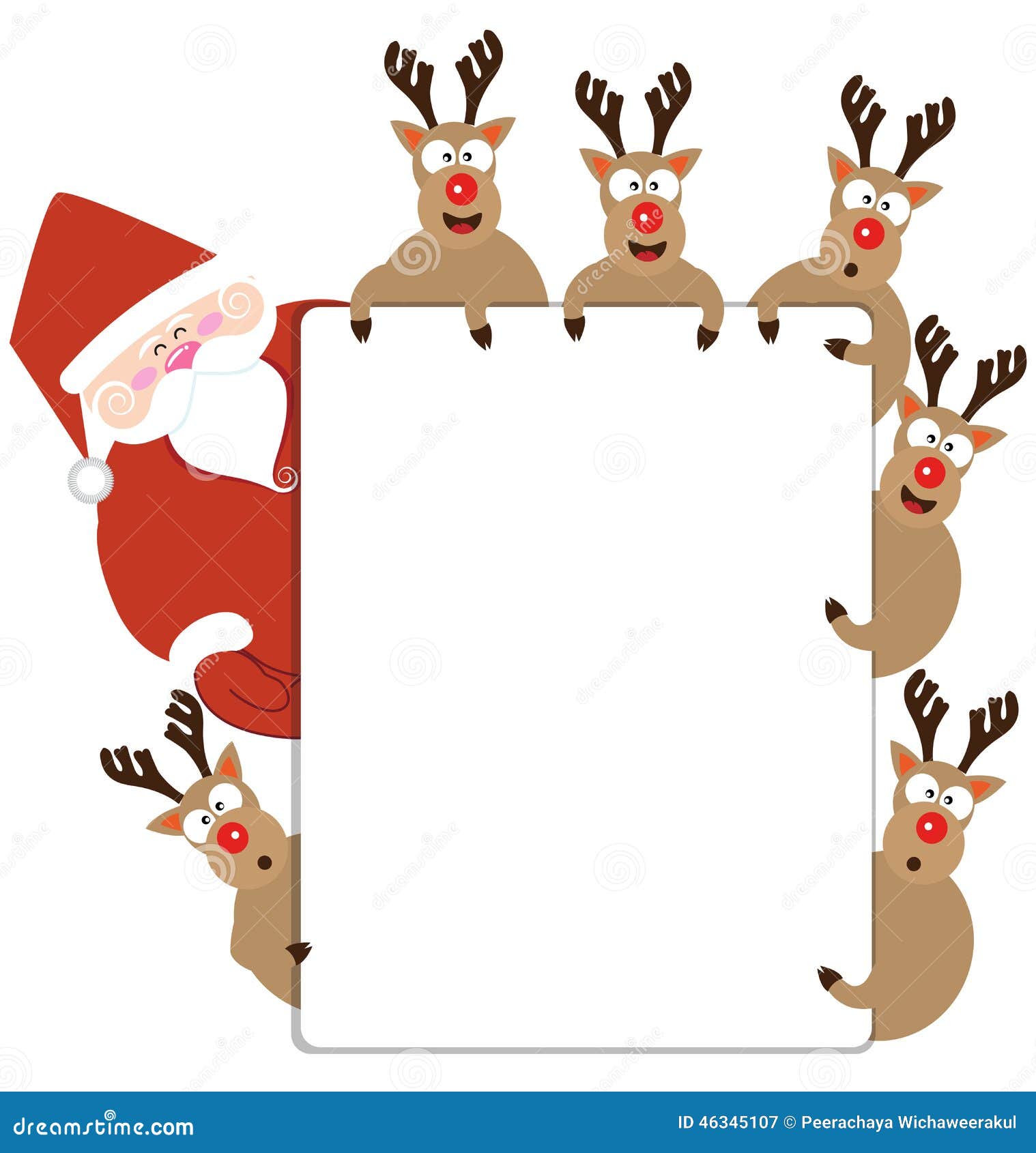Cartão De Natal Atual De Papai Noel E De Rena Ilustração do Vetor -  Ilustração de natal, ornamento: 46345107