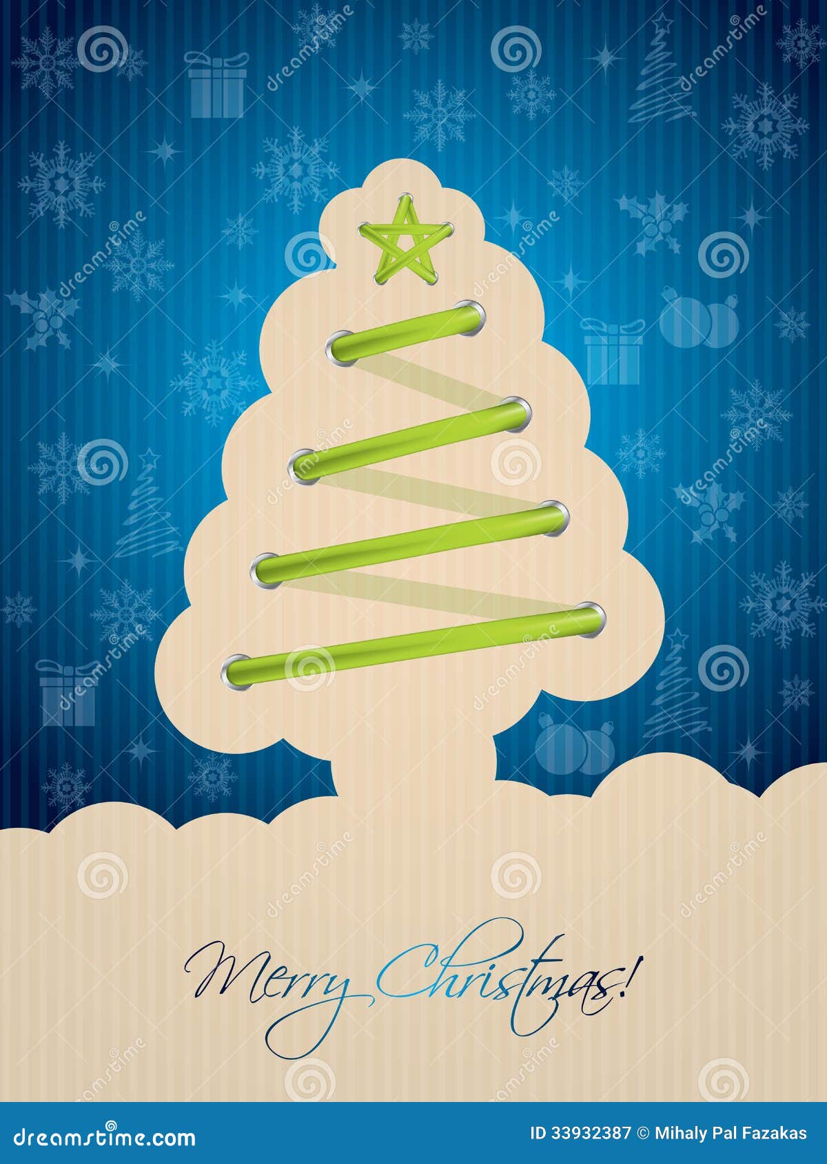Cartão De Natal Azul Com Laço Da árvore Ilustração do Vetor - Ilustração de  ornamento, fundo: 33932387