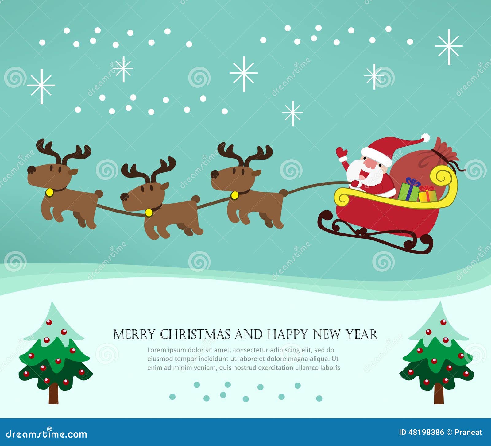 Cartão De Natal Com Papai Noel E Sua Rena Ilustração do Vetor - Ilustração  de cumprimento, fofofo: 48198386
