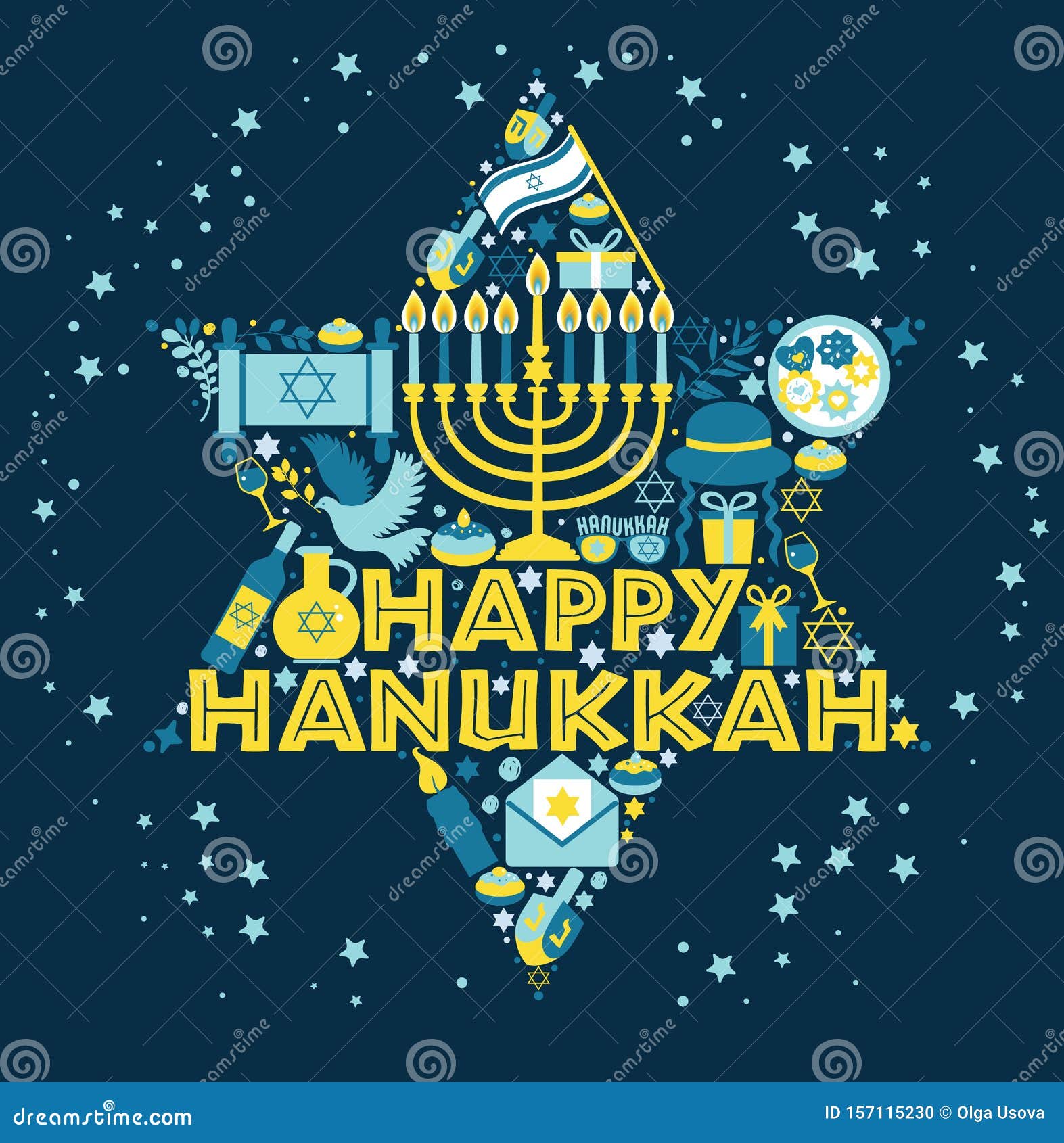 Saudação De Feriado De Hanukkah Com ícone De Pião E Texto Em Inglês Modelo  para download gratuito no Pngtree