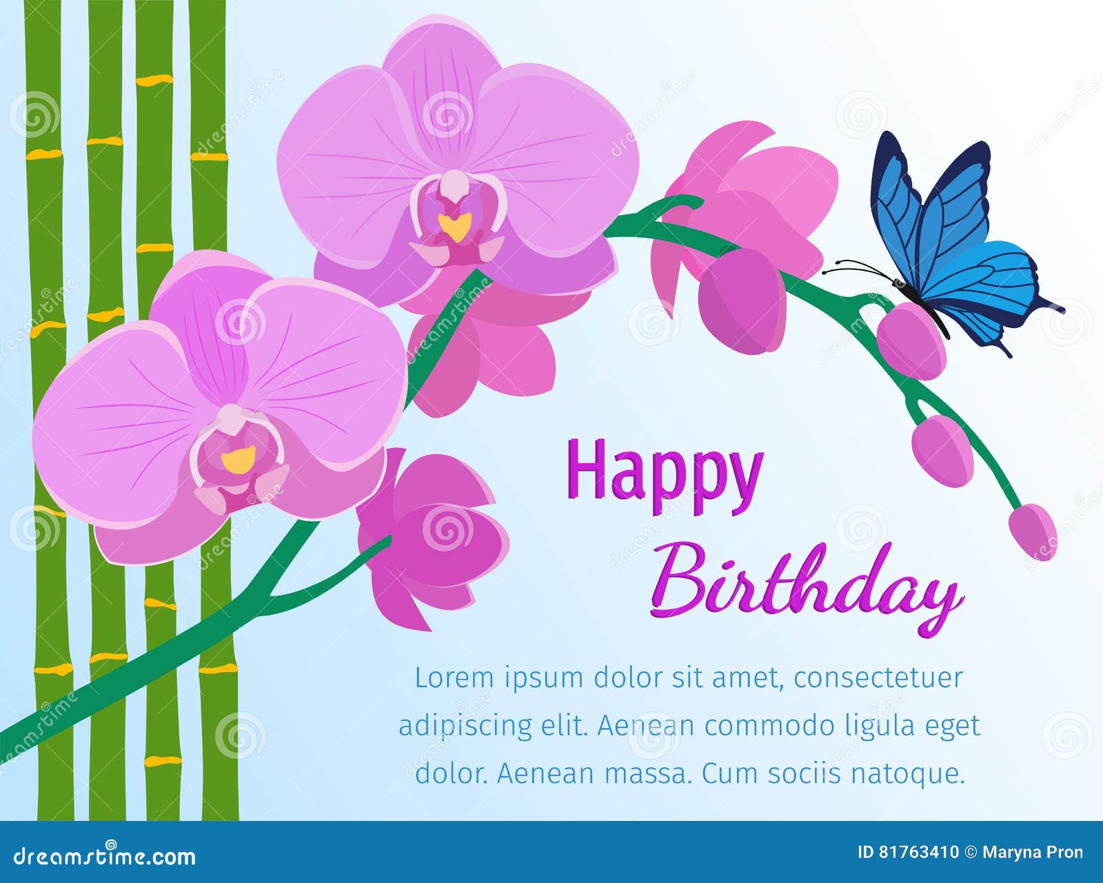 Cartão Do Feliz Aniversario Com a Orquídea Cor-de-rosa No Fundo Azul Vetor  Ilustração do Vetor - Ilustração de orgânico, feliz: 81763410