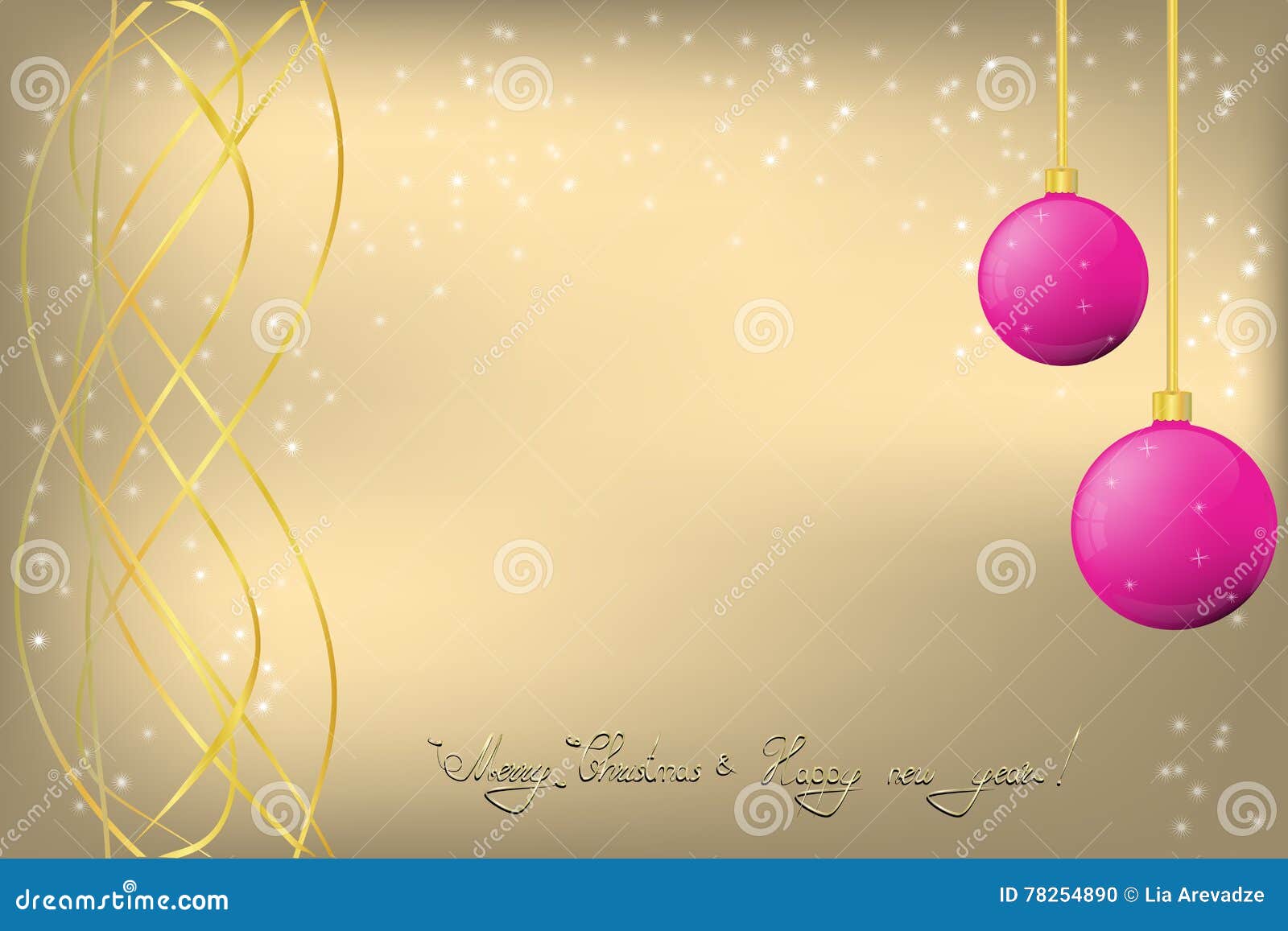 Cartão Do Natal Dourado E Do Ano Novo Com Piink Chrismas Ilustração do  Vetor - Ilustração de ouro, presente: 78254890