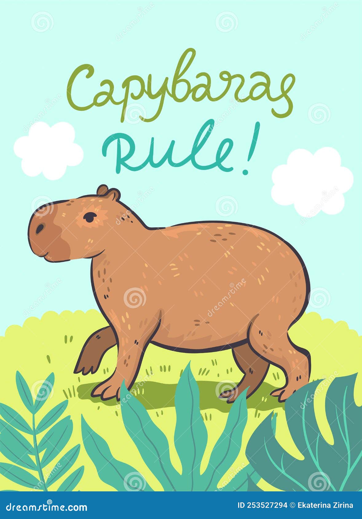 fofa capivara, capivara ilustração, aguarela capivara, feliz