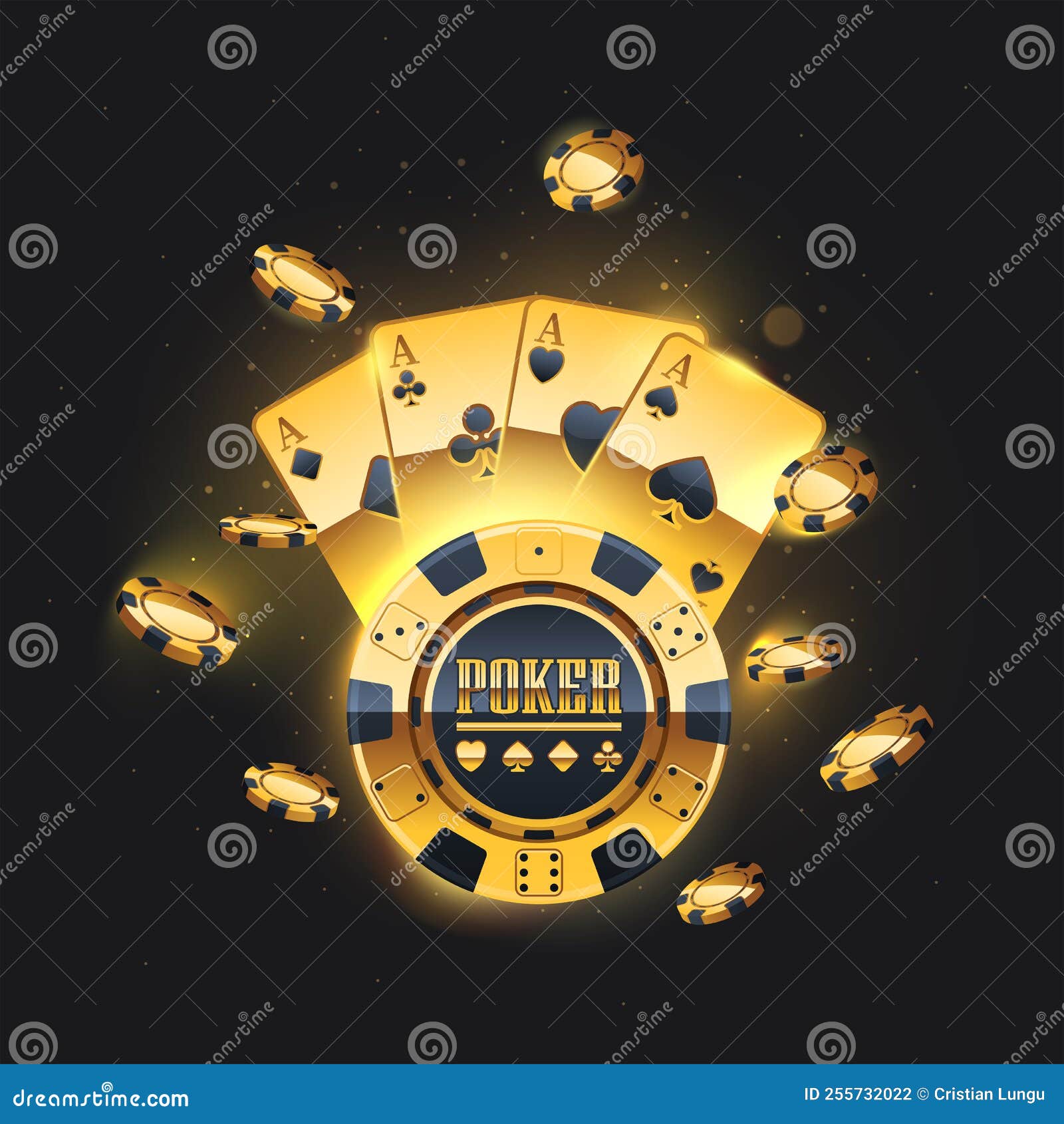 Fundo Casino Com Cartão Jogo Ouro Dados Ouro imagem vetorial de