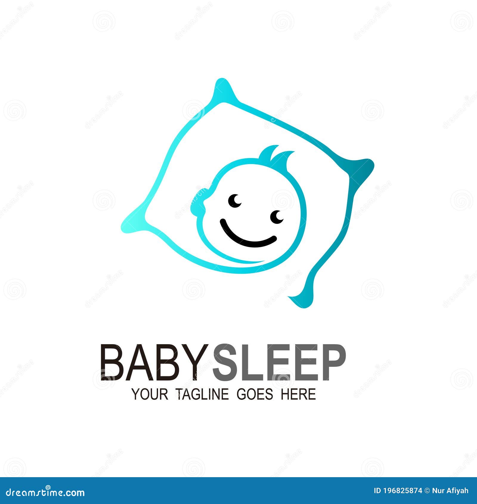 Sleeping Baby Under Blanket Logo Template Stock Vector Illustration of girl, cute 196825874