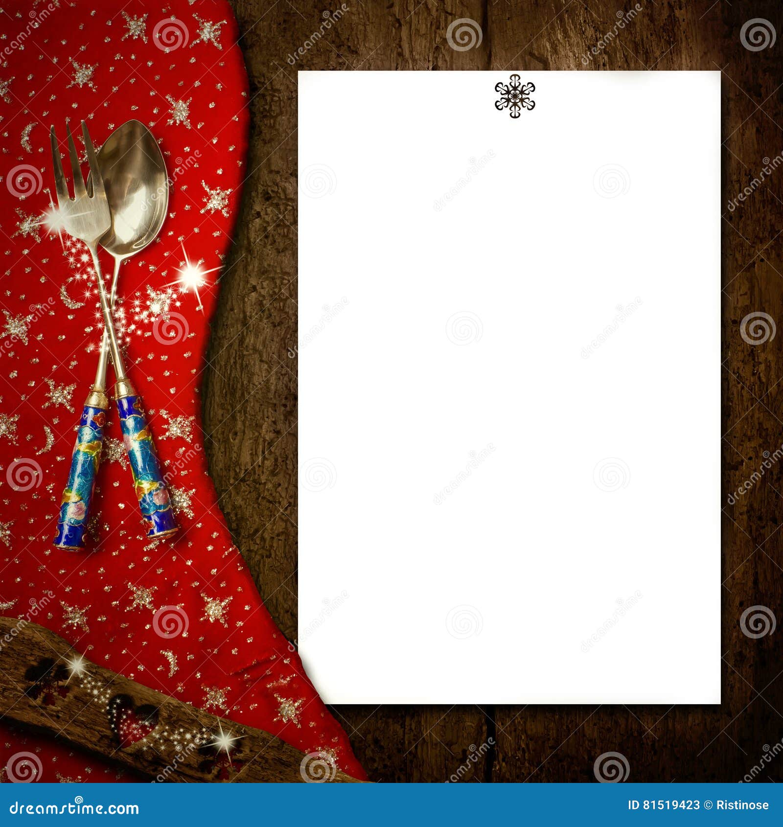 Immagini Per Menu Di Natale.Carta In Bianco Del Menu Di Natale Immagine Stock Immagine Di Approvvigionamento Forcella 81519423