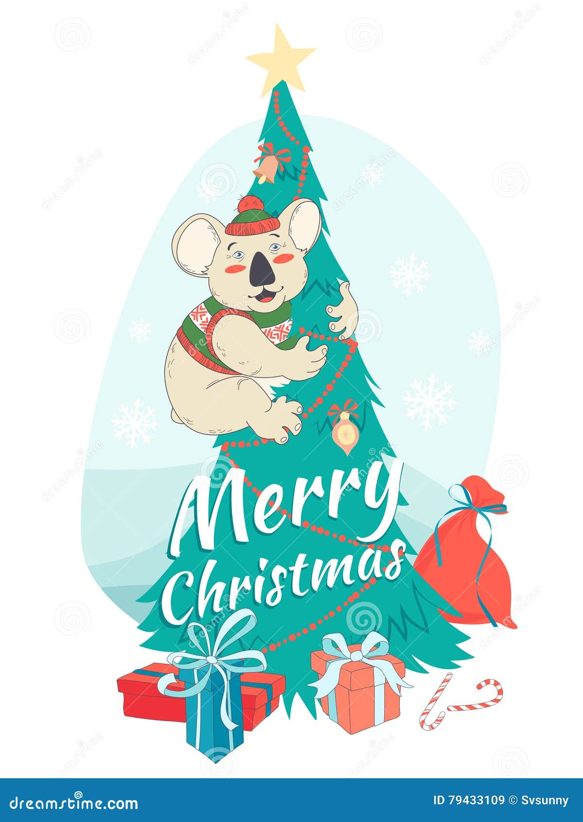 Immagini Koala Natale.Carta Divertente Di Buon Natale Con La Koala Che Indossa Maglione Sveglio E H Illustrazione Di Stock Illustrazione Di Scheda Disegno 79433109