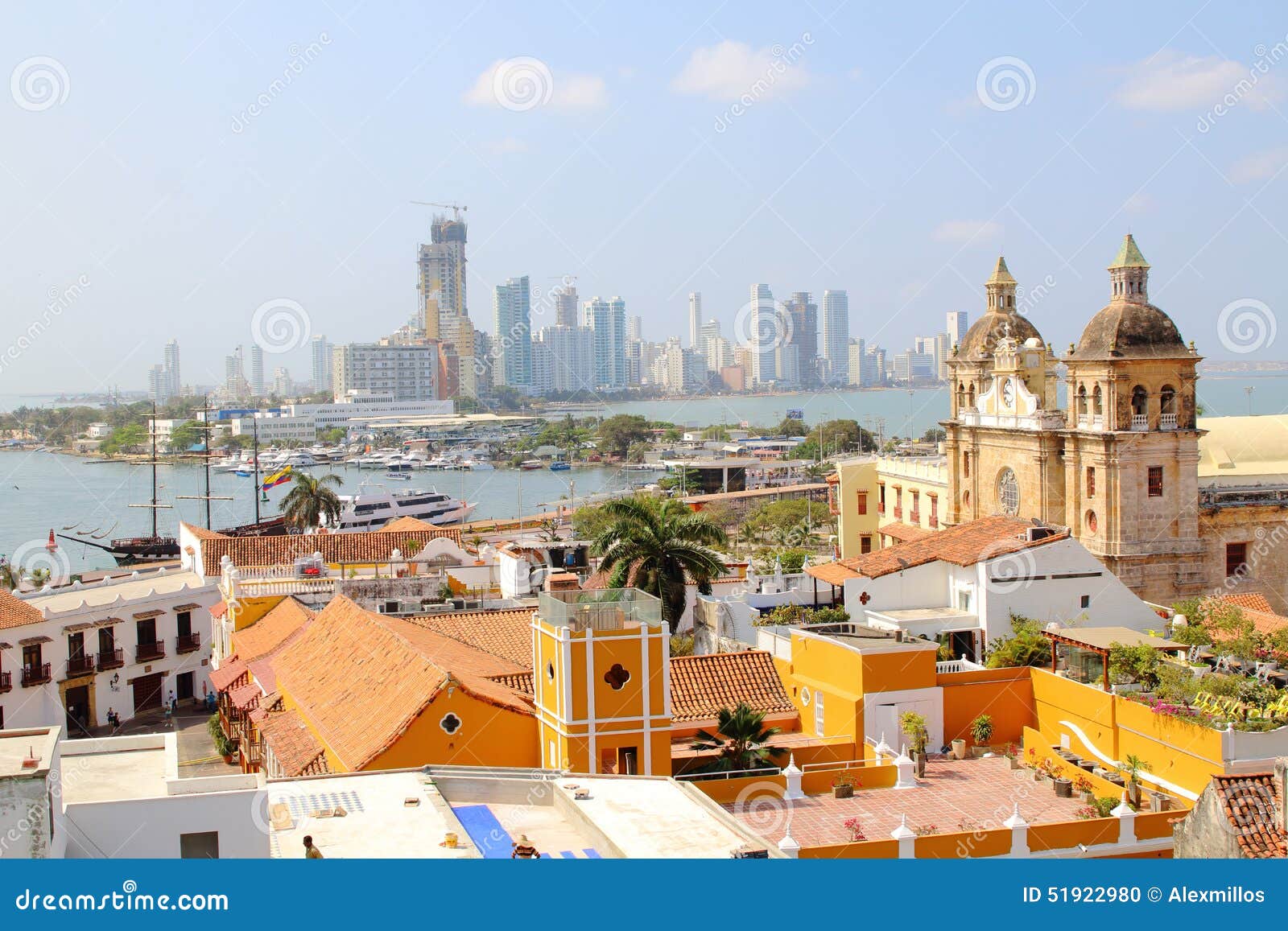 cartagena, colombia skyline. historic city, bocagrande and port