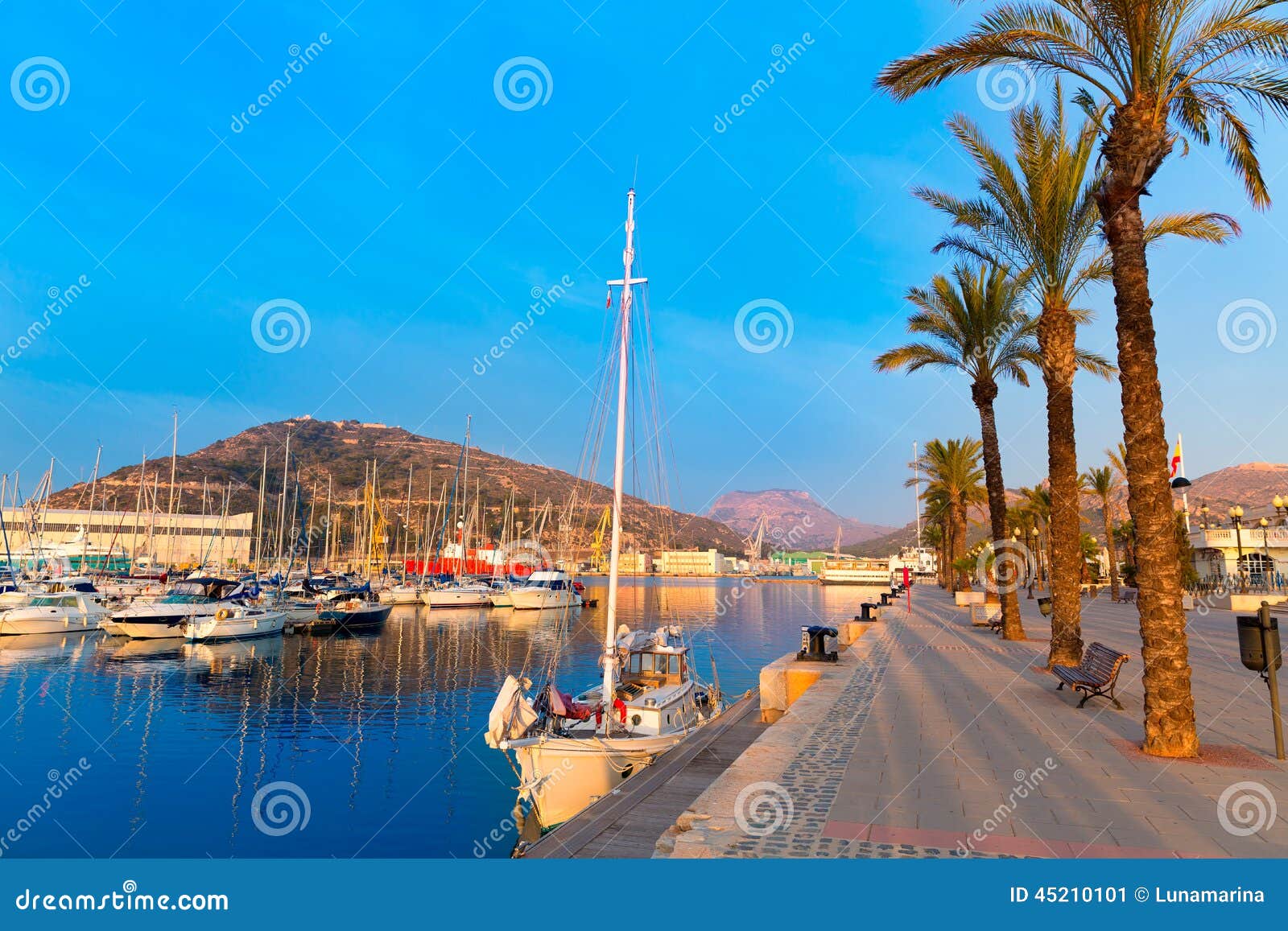 cartagena murcia port marina sunrise in spain