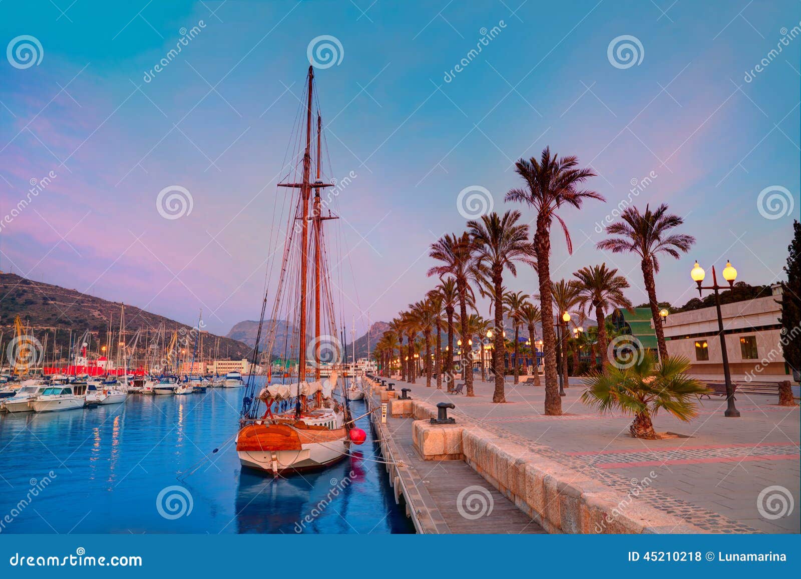 cartagena murcia port marina sunrise in spain