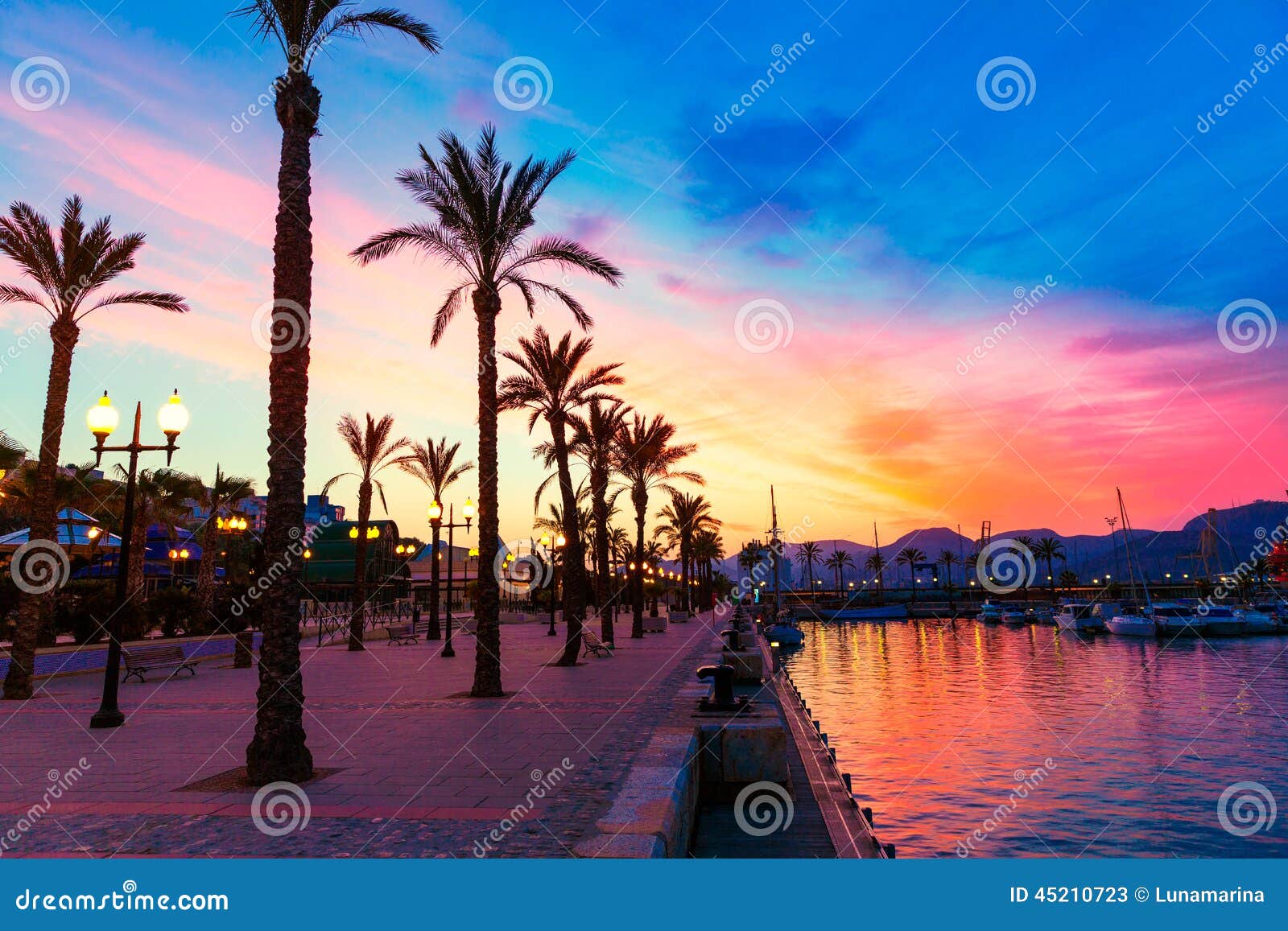 cartagena murcia port marina sunset in spain