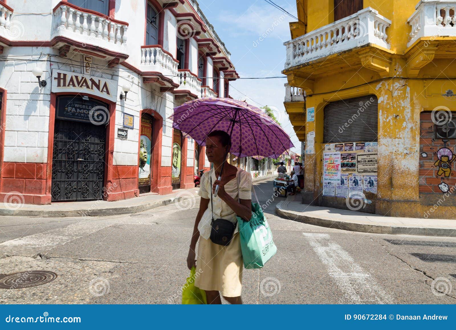 Cartagena Street scene editorial stock image. Image of cafe 90672284