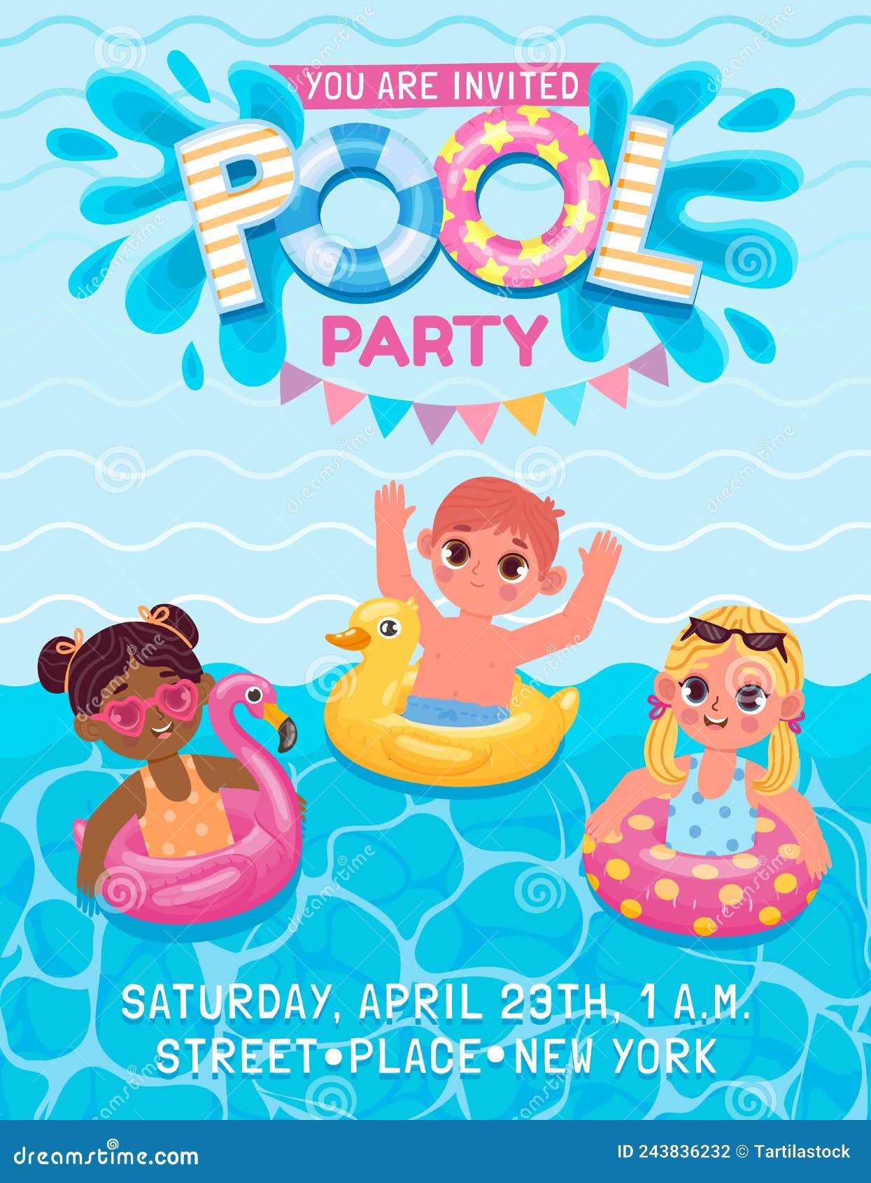 Convite Animado Pool Party das Meninas