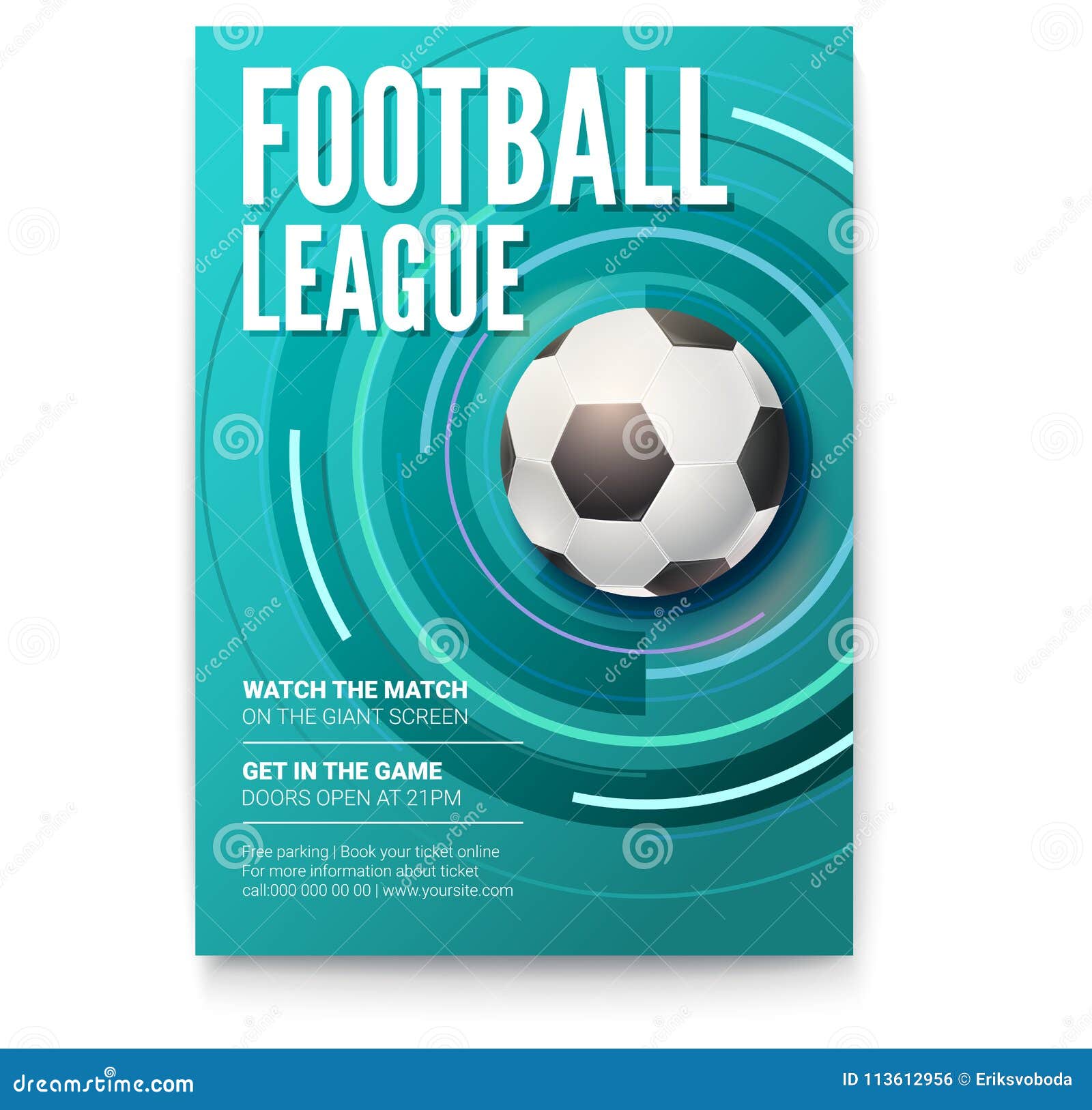 Cartaz de futebol ou futebol com design de texto. Modelo para