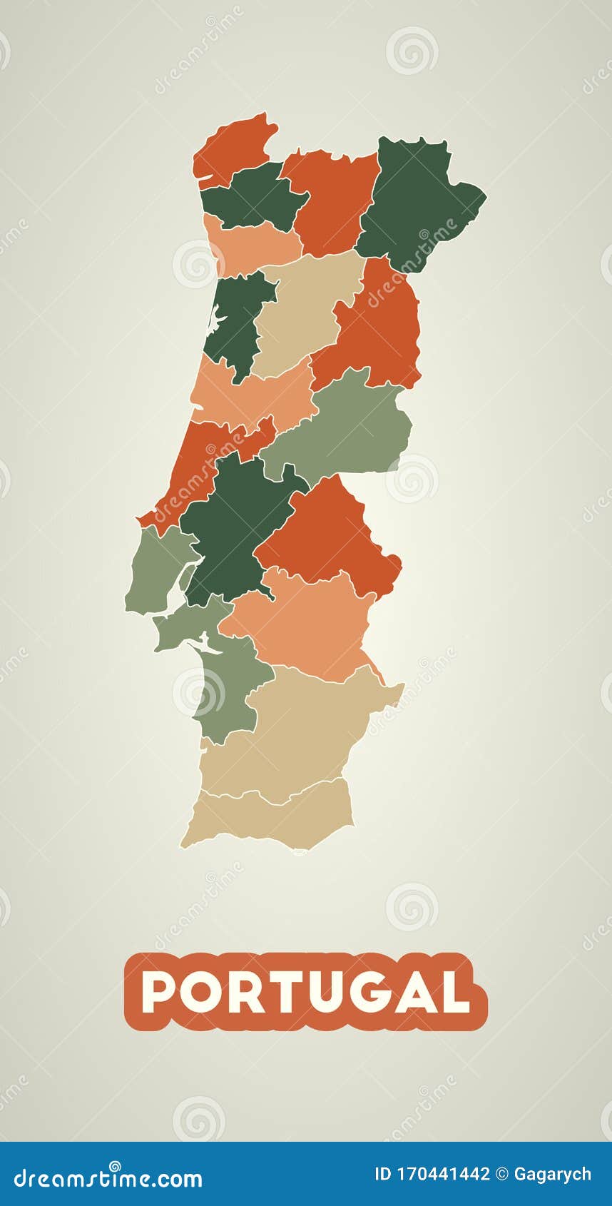 Cor Do Vintage Do Mapa De Portugal Ilustração do Vetor