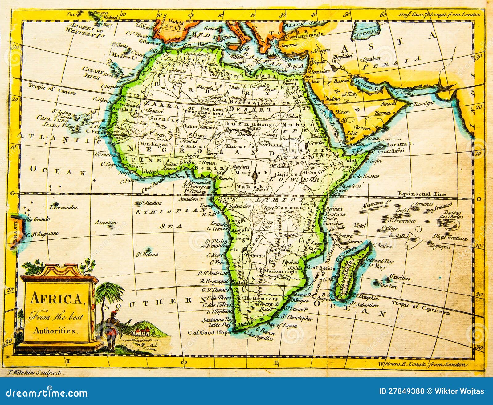 Carte Antique De L'Afrique. Photo stock - Image: 21716740