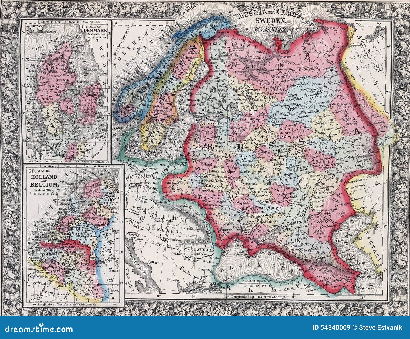 Carte Antique De La Russie En Europe La Suède Et Norvège