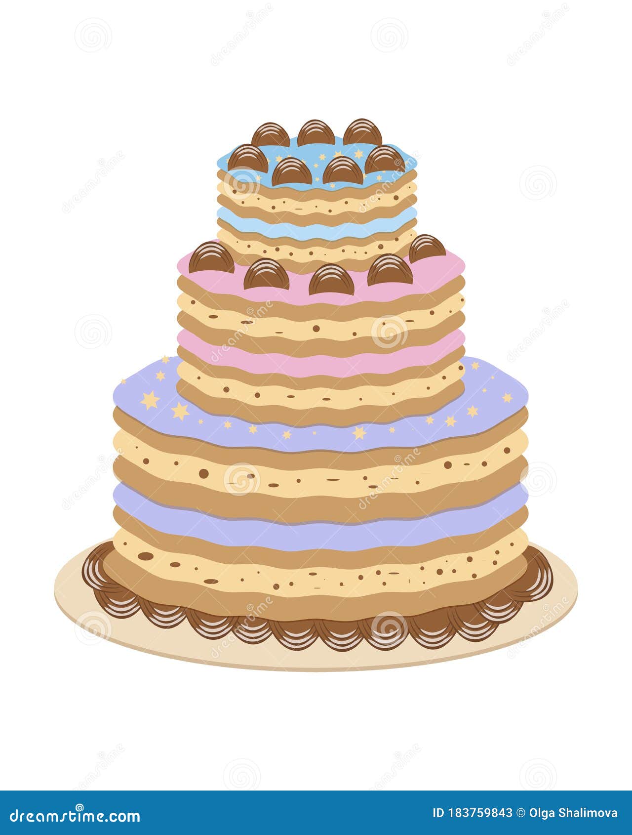 Dessin De Gateau D Anniversaire En Couleur Carte Avec Le Gâteau. Conception Mignonne. Carte De Voeux De Bon Anniversaire. Gâteau De Couleur Sur Le Fond Blanc. Illustration D Illustration de Vecteur - Illustration du heureux, cuisine: 183759843
