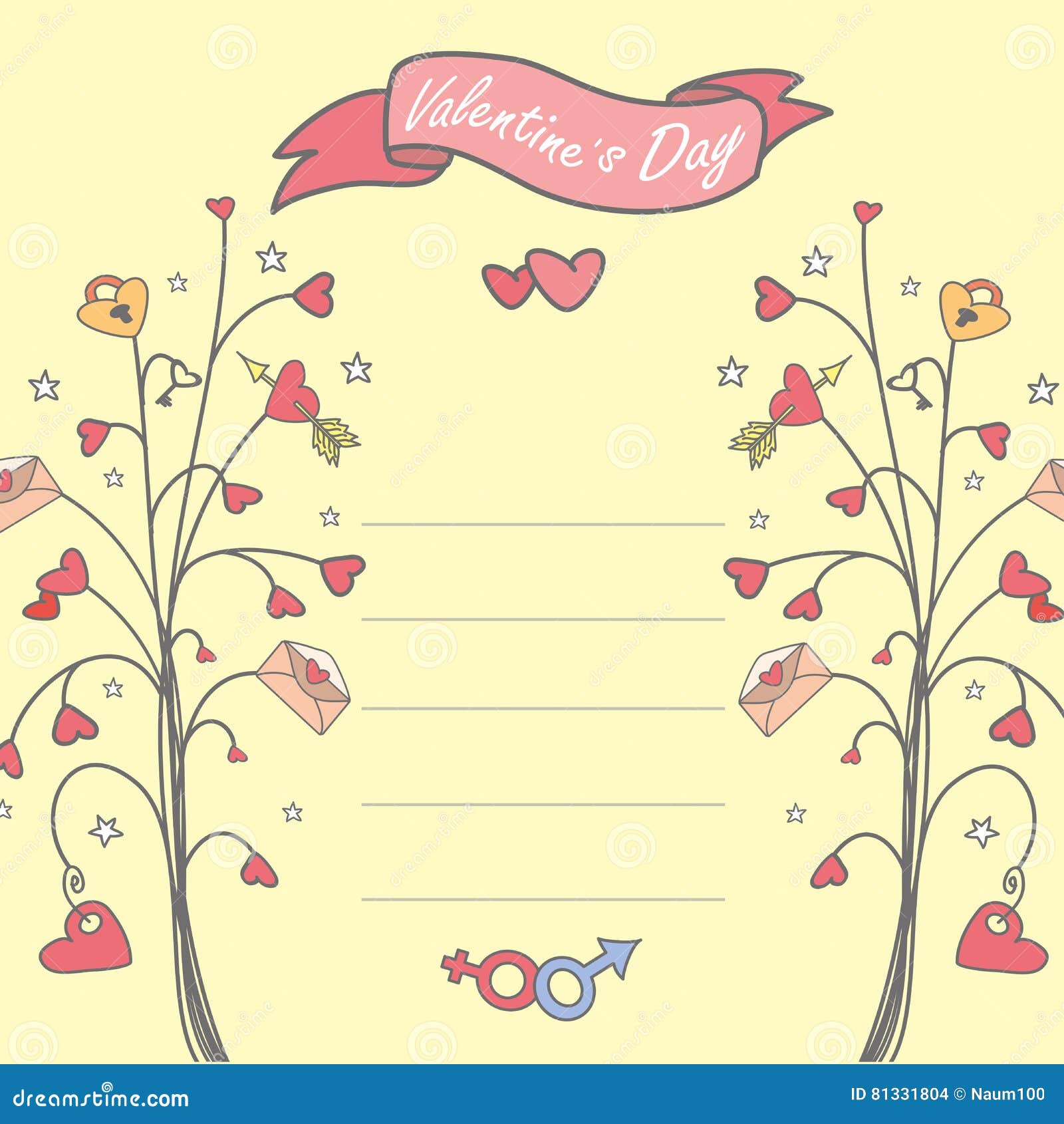 Carte Avec Un Arbre D amour Coeurs Illustration de Carte Avec Un Arbre D amour Coeurs Illustration de