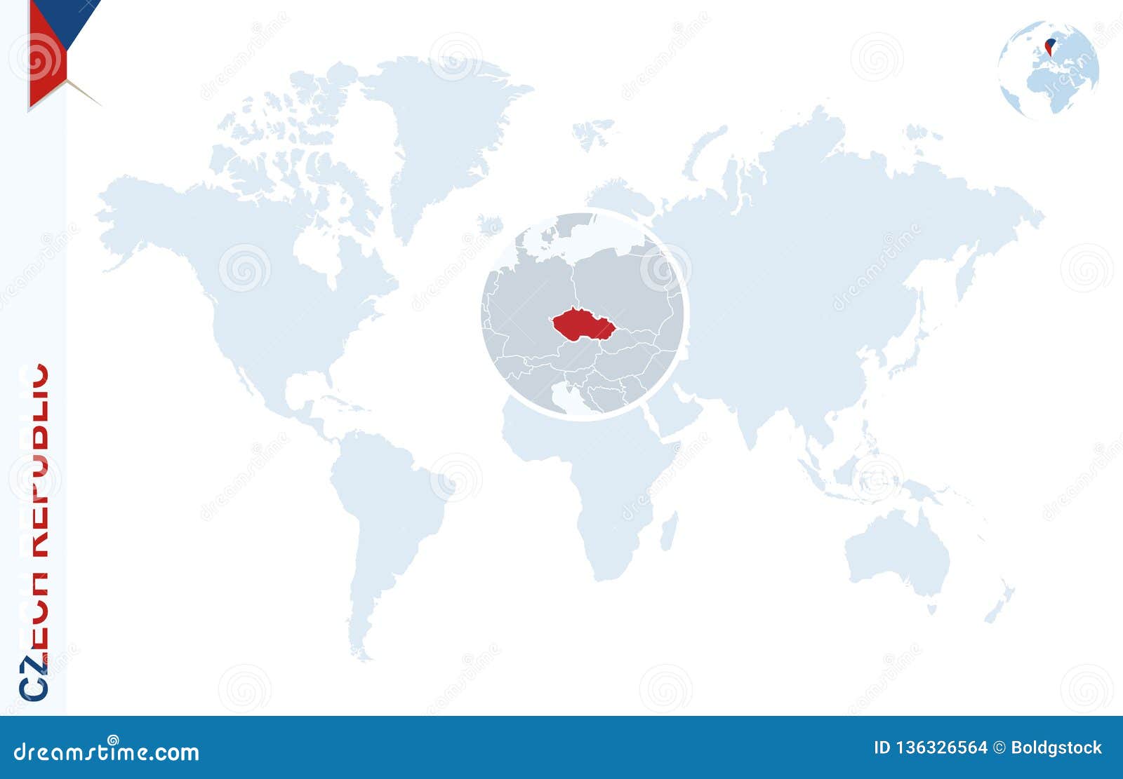 Carte Bleue Du Monde Avec Lagrandissement Sur La République