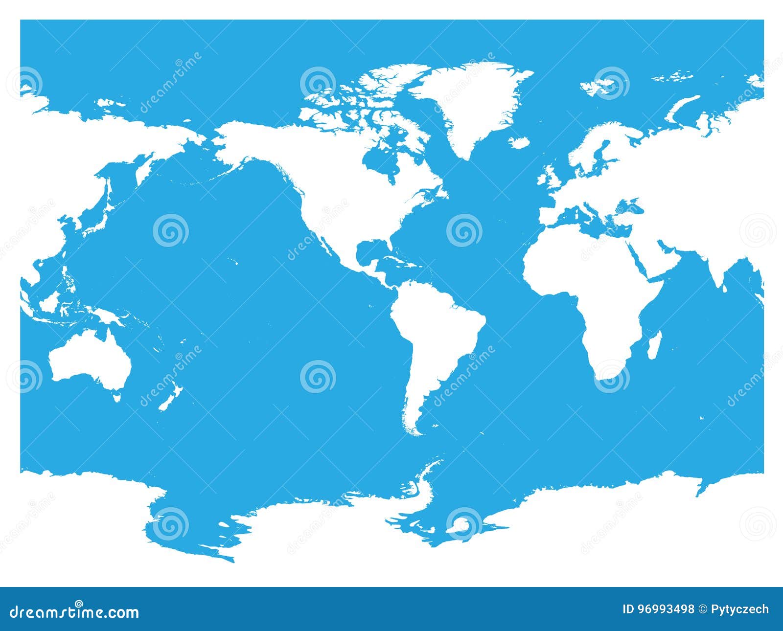 Carte Centrée Du Monde Daustralie Et Docéan Pacifique