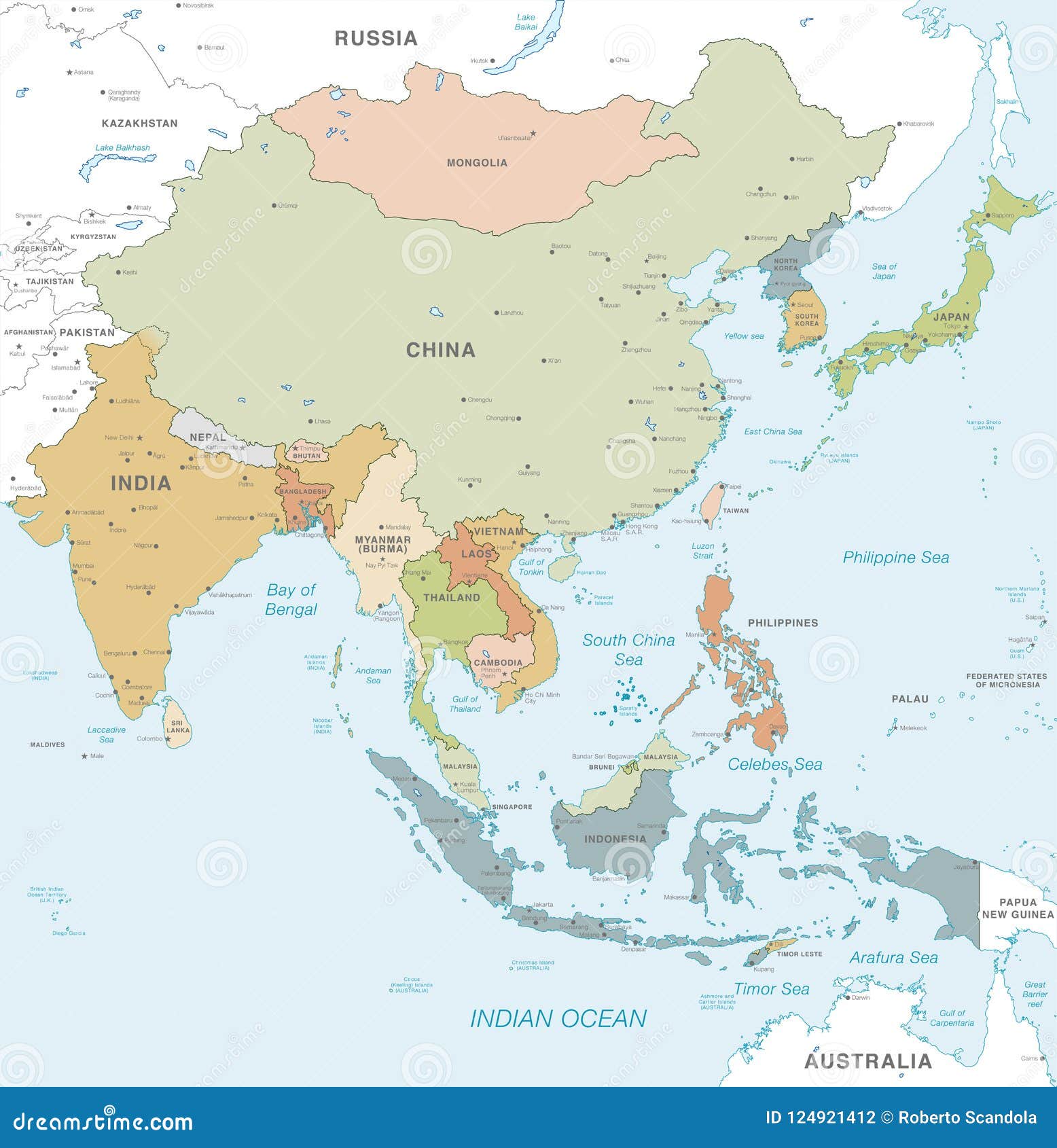 Carte Colorée De Vecteur De Lasie De Lest Illustration De