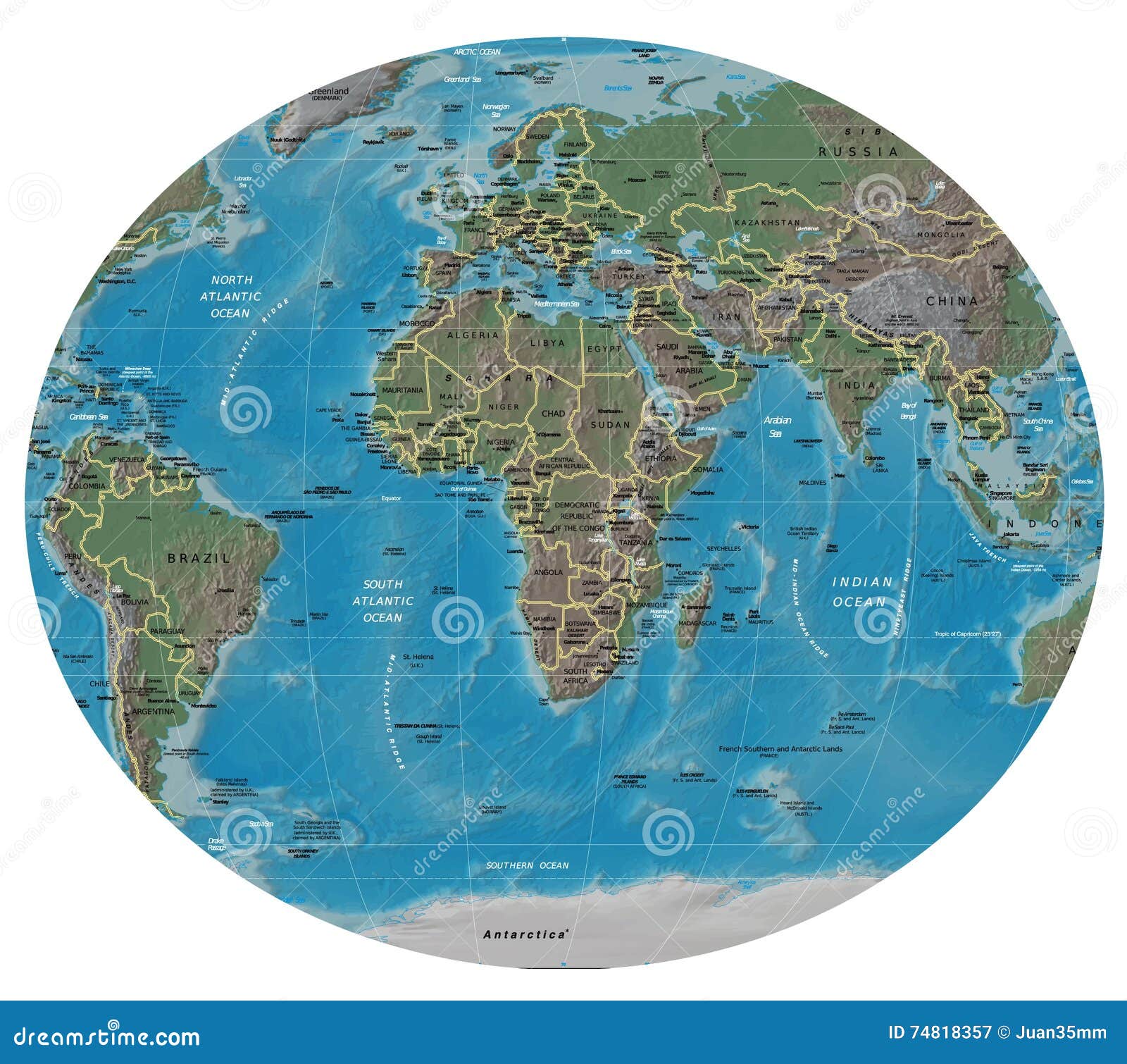 Carte Détaillée De Lafrique Leurope Illustration Stock