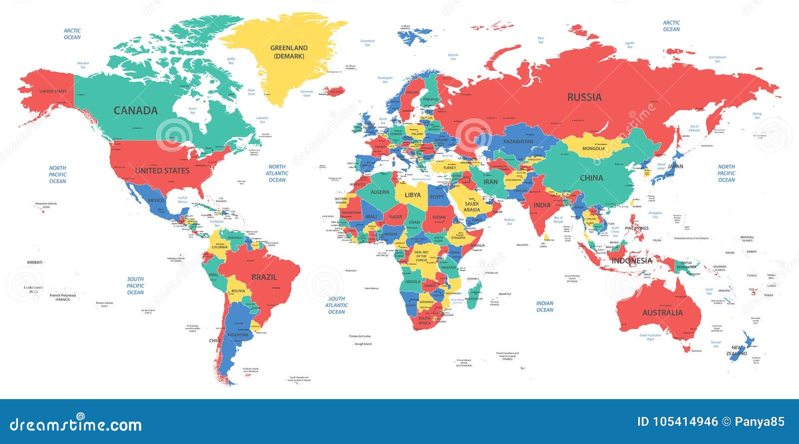 Carte Détaillée Du Monde Avec Des Frontières Des Pays Et