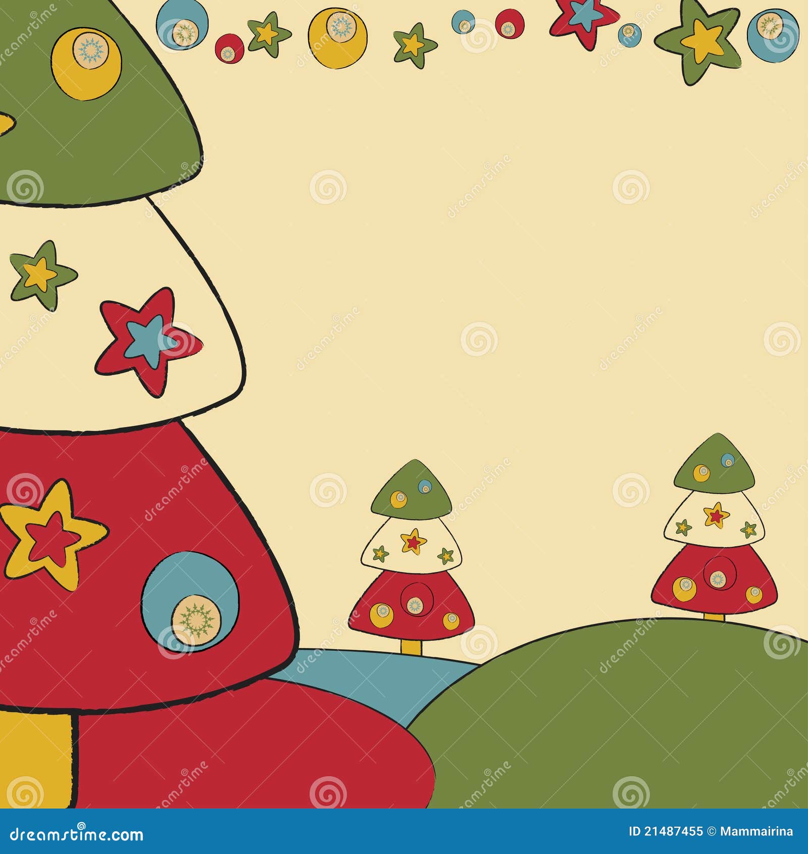 Carte D'invitation Avec Des Arbres De Noël Photo libre de droits 