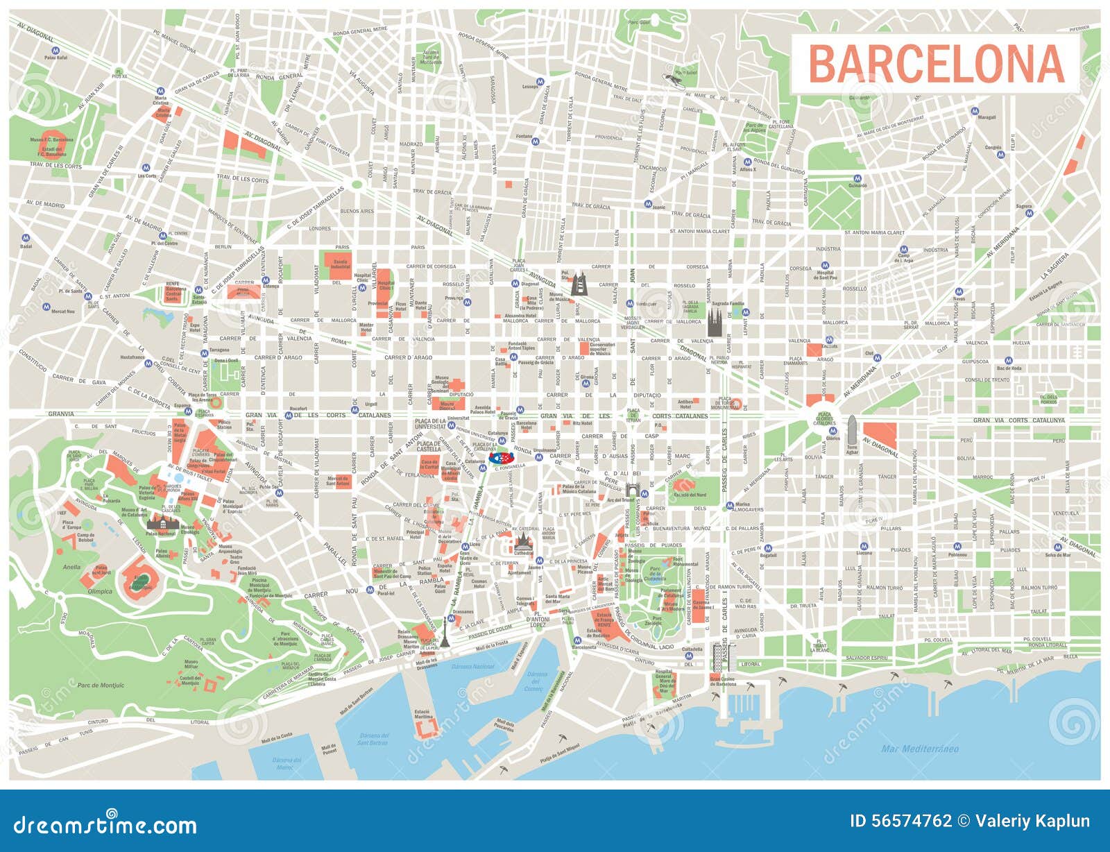 Carte de Barcelone illustration de vecteur. Image du ...