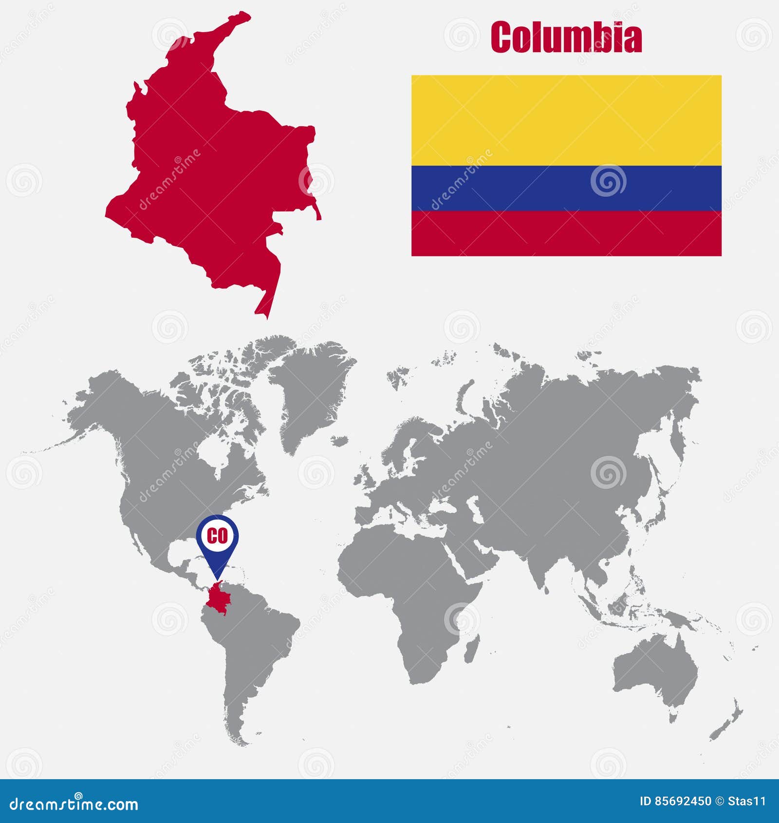 colombie sur la carte du monde