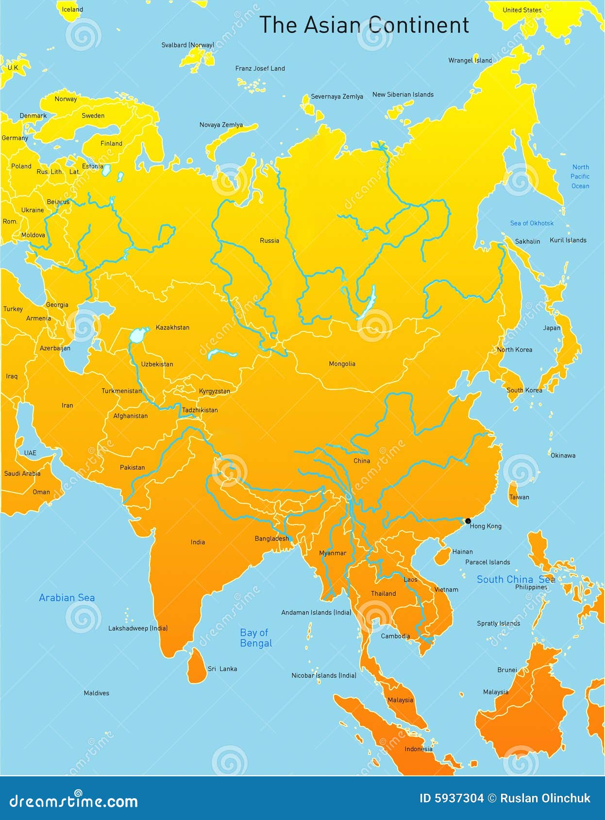 Carte De Continent Asiatique Illustration Stock ...