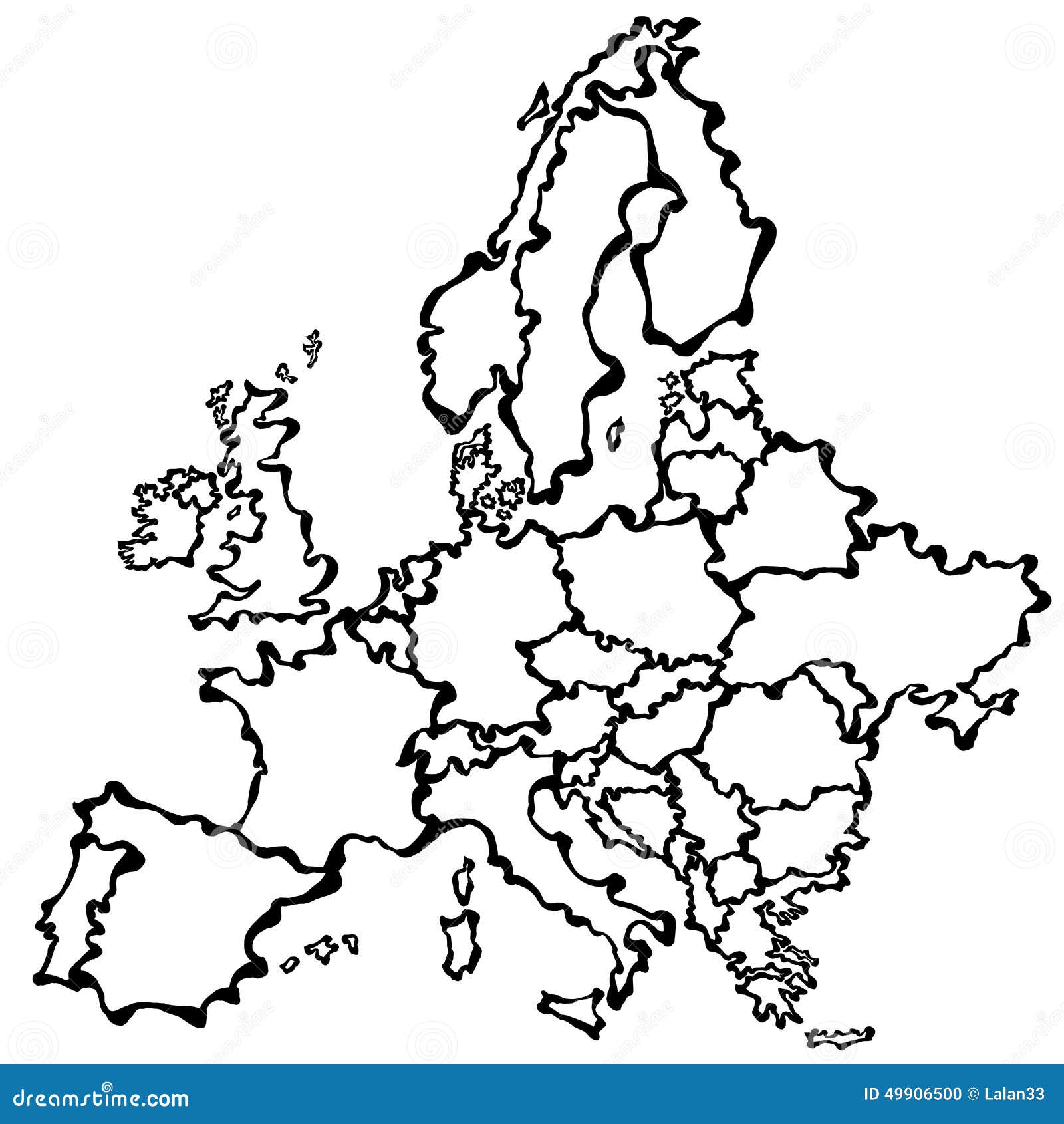 Carte De Dessin De Vecteur De Leurope Illustration De