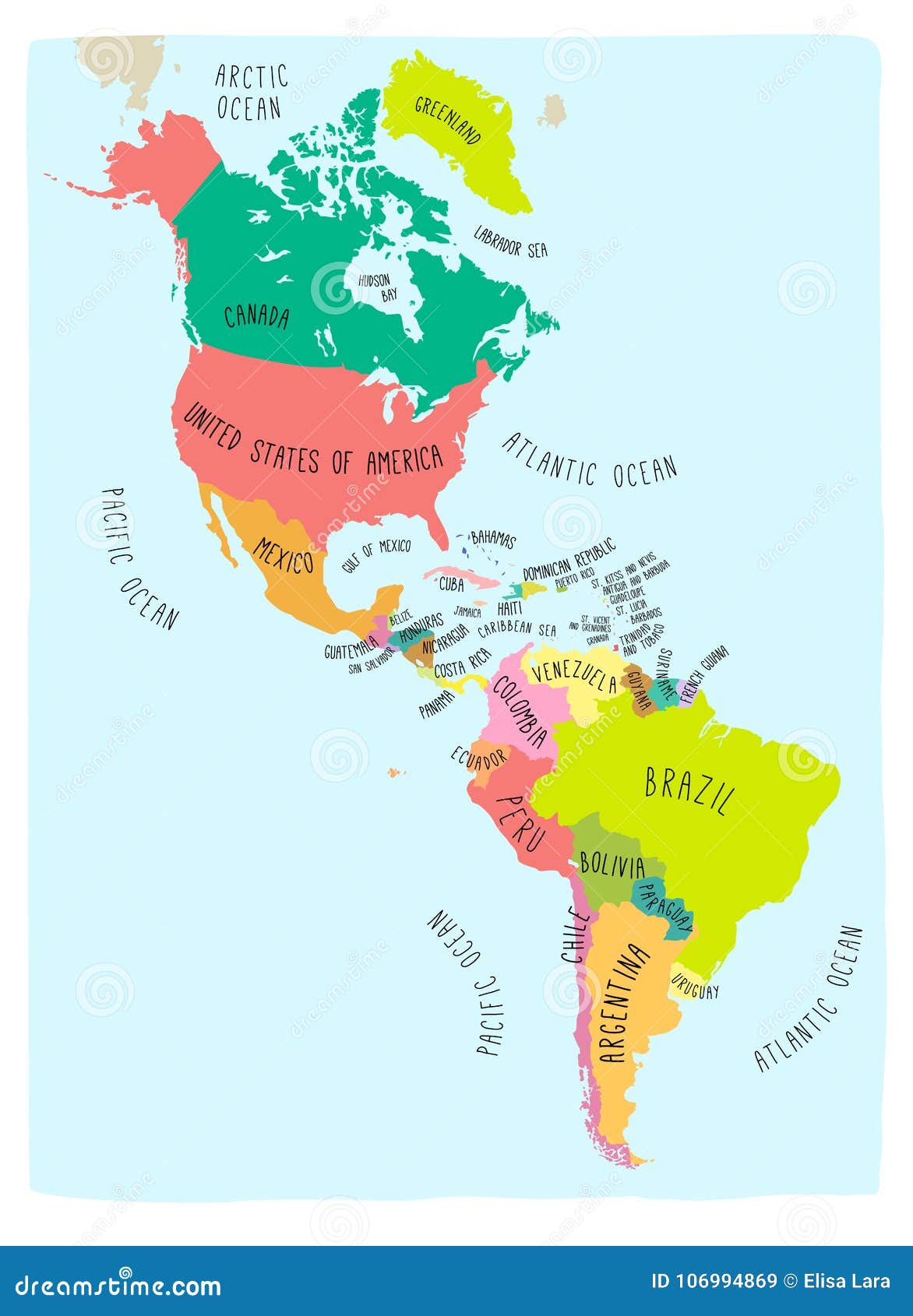 carte du continent americain