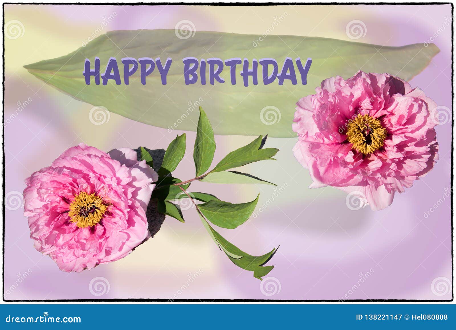 Carte De Joyeux Anniversaire Avec Des Pivoines Illustration Stock Illustration Du Anniversaire Avec