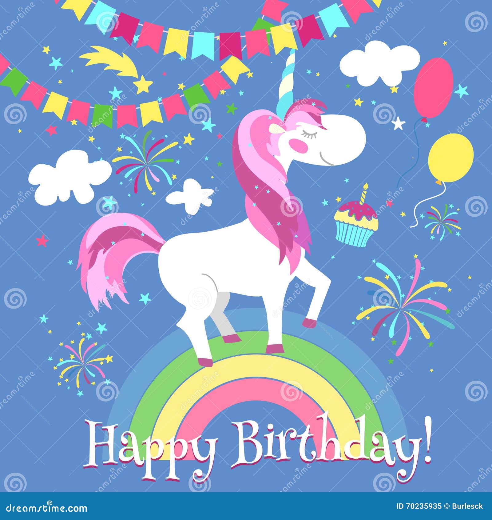 Carte De Joyeux Anniversaire Avec La Licorne Mignonne Descripteur De Vecteur Illustration De Vecteur Illustration Du Mignonne Avec