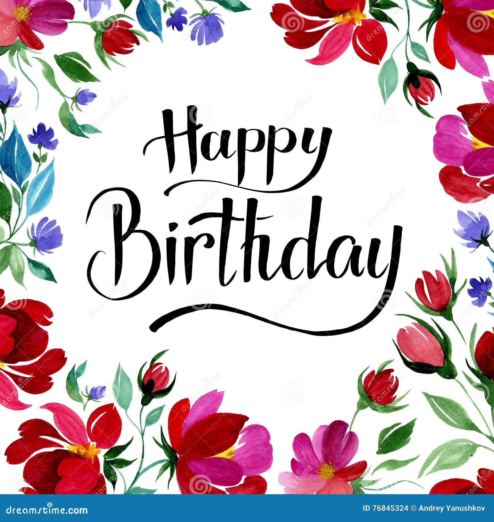 Carte De Joyeux Anniversaire Dans L Aquarelle Avec Des Fleurs Illustration Stock Illustration Du Illustration Trame Carte De Joyeux Anniversaire Dans L Aquarelle Avec Des Fleurs Illustration Stock Illustration Du Illustration Trame
