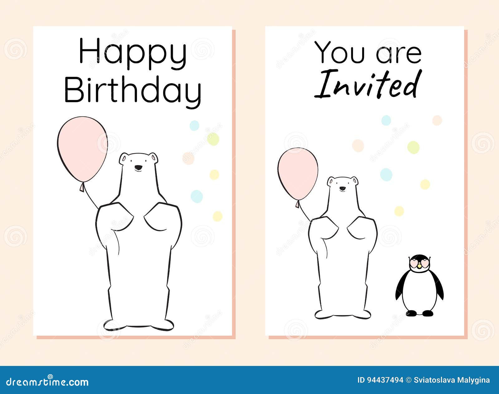 Carte De Joyeux Anniversaire Et D Invitation Avec Un Ours Blanc Et Un Pingouin Illustration De Vecteur Illustration Du Postcard Rose Carte De Joyeux Anniversaire Et D Invitation Avec Un Ours Blanc Et Un Pingouin Illustration De Vecteur Illustration Du Postcard Rose
