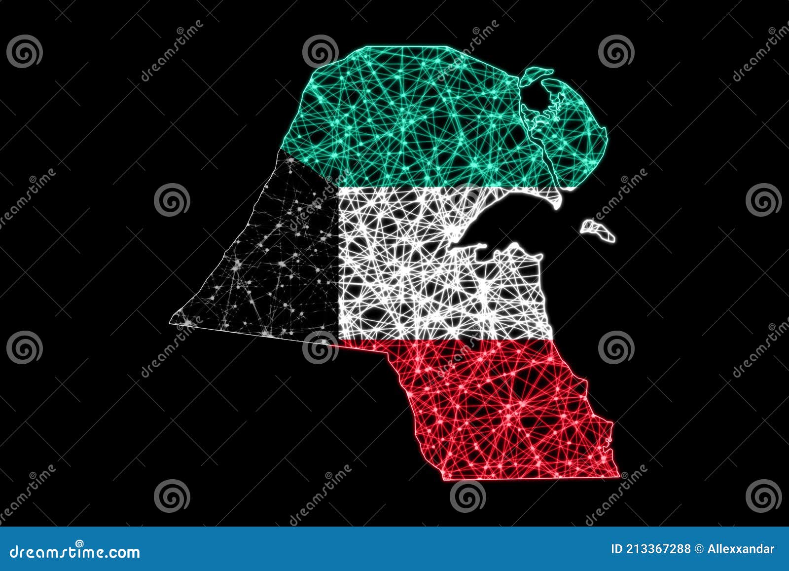 Carte De Kuwait Polygonal Mesh Line Map Illustration Stock