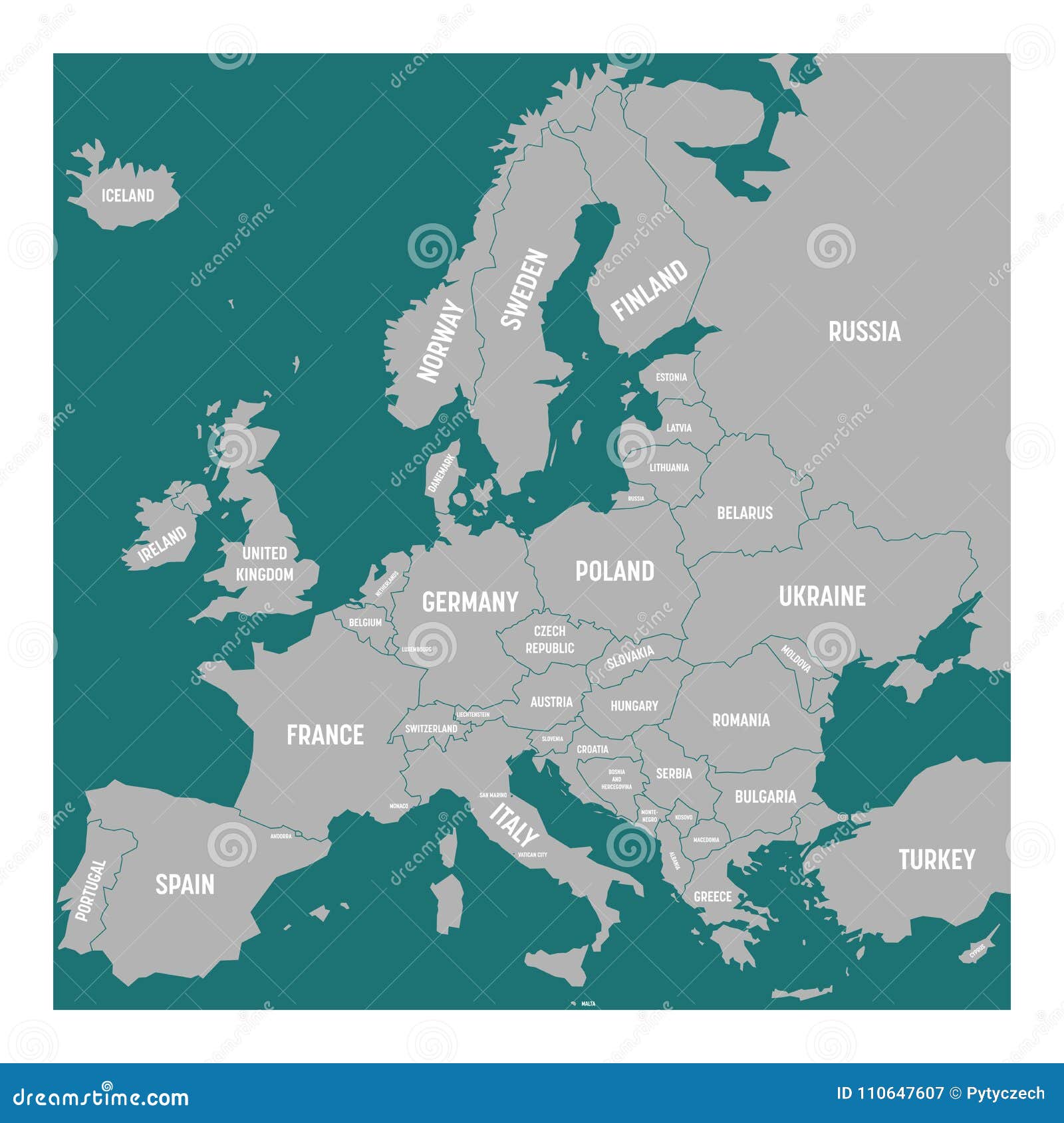 Carte De Leurope Avec Des Noms Des Pays Souverains