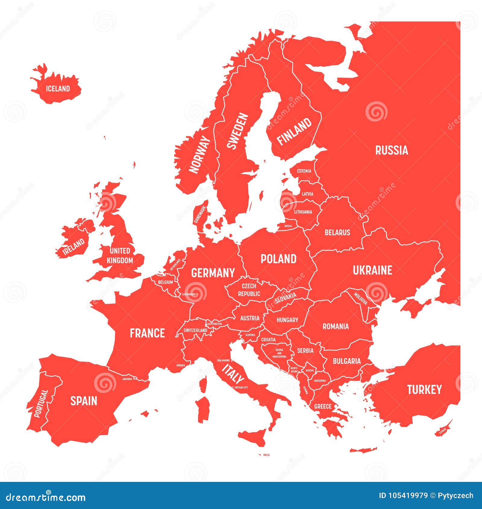 Carte De Leurope Avec Des Noms Des Pays Souverains Petits