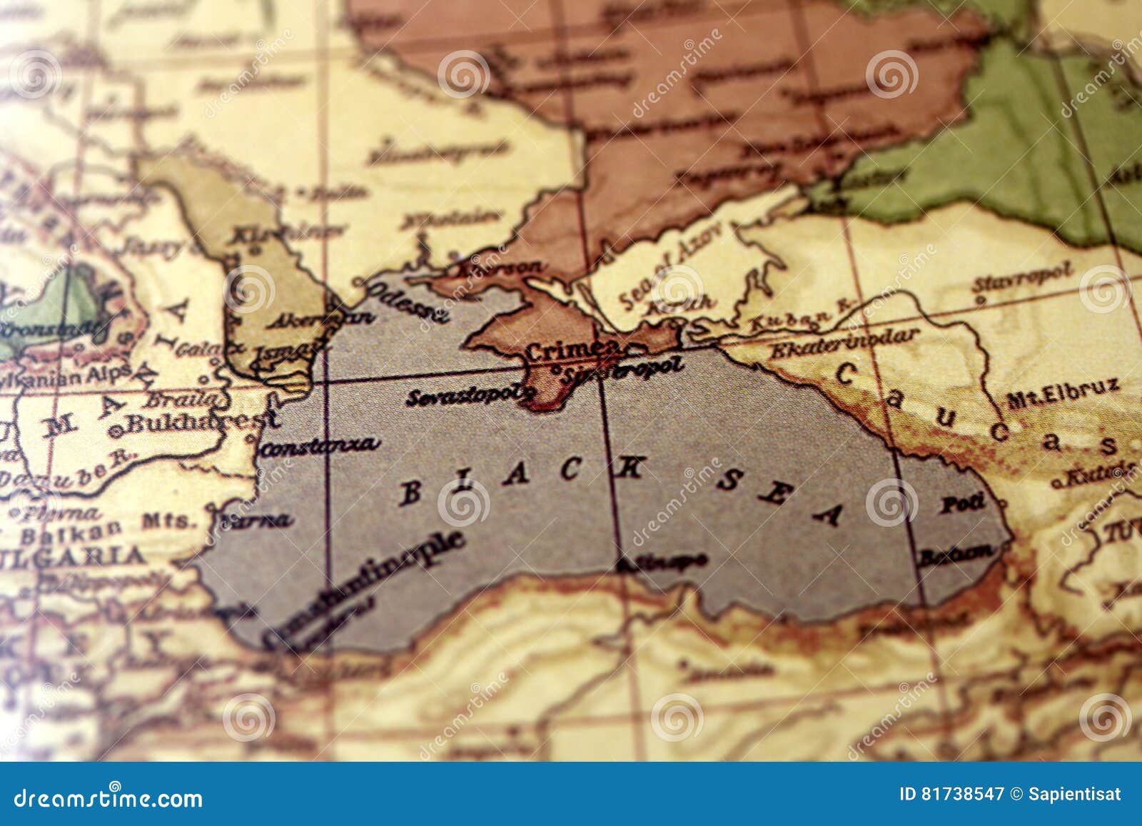 Carte De Leurope De Vintage Avec Le Foyer Sur La Mer Noire