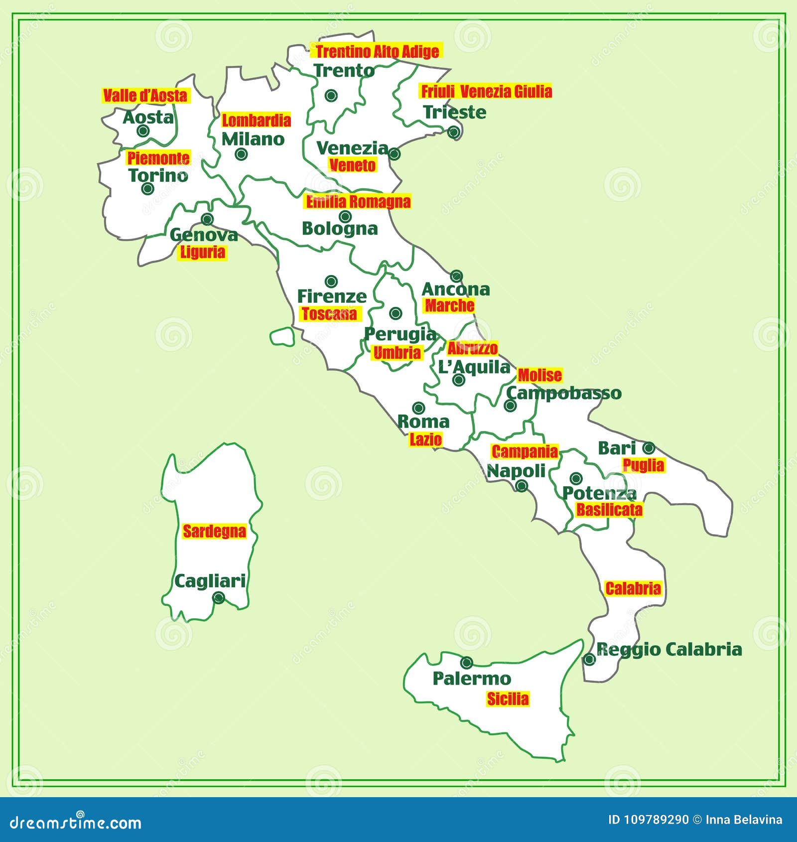 carte italie régions et villes