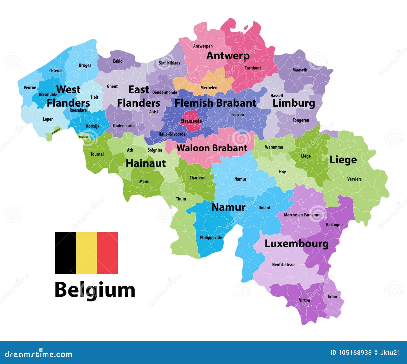 Carte De La Belgique Montrant Les  Provinces  Et Les  